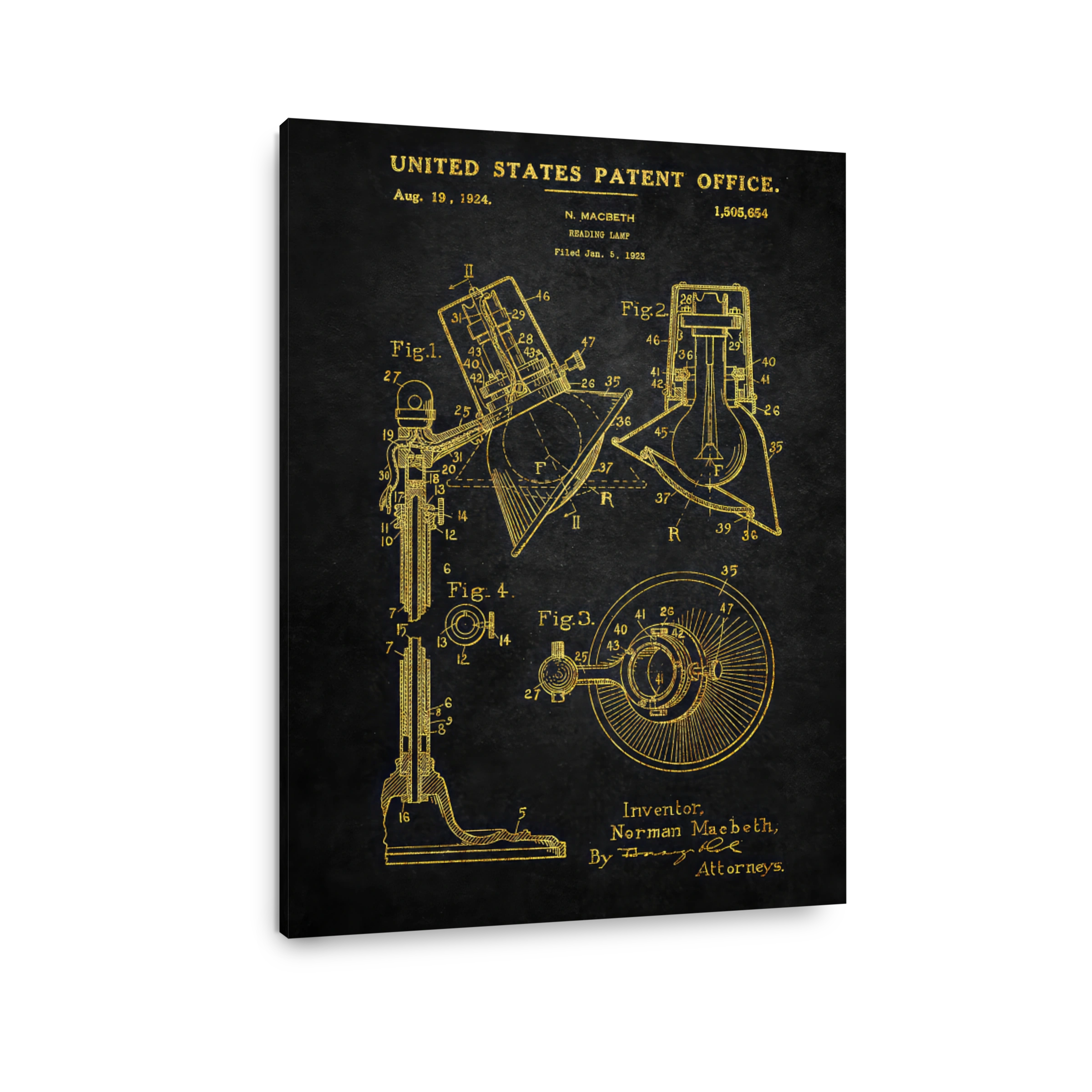 Vintage Reading Lamp Patent Blueprint