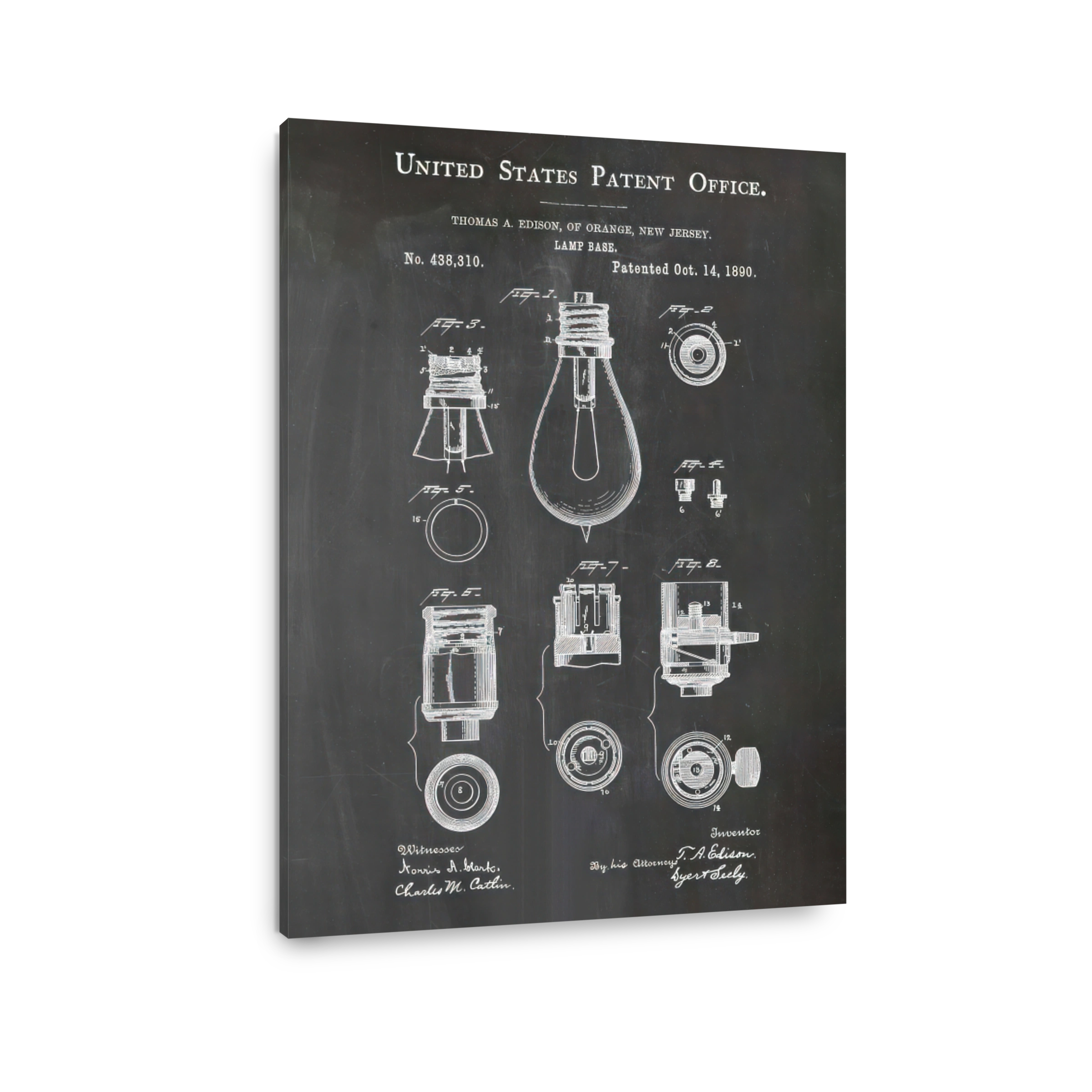 Thomas Edison Lightbulb Patent Drawing