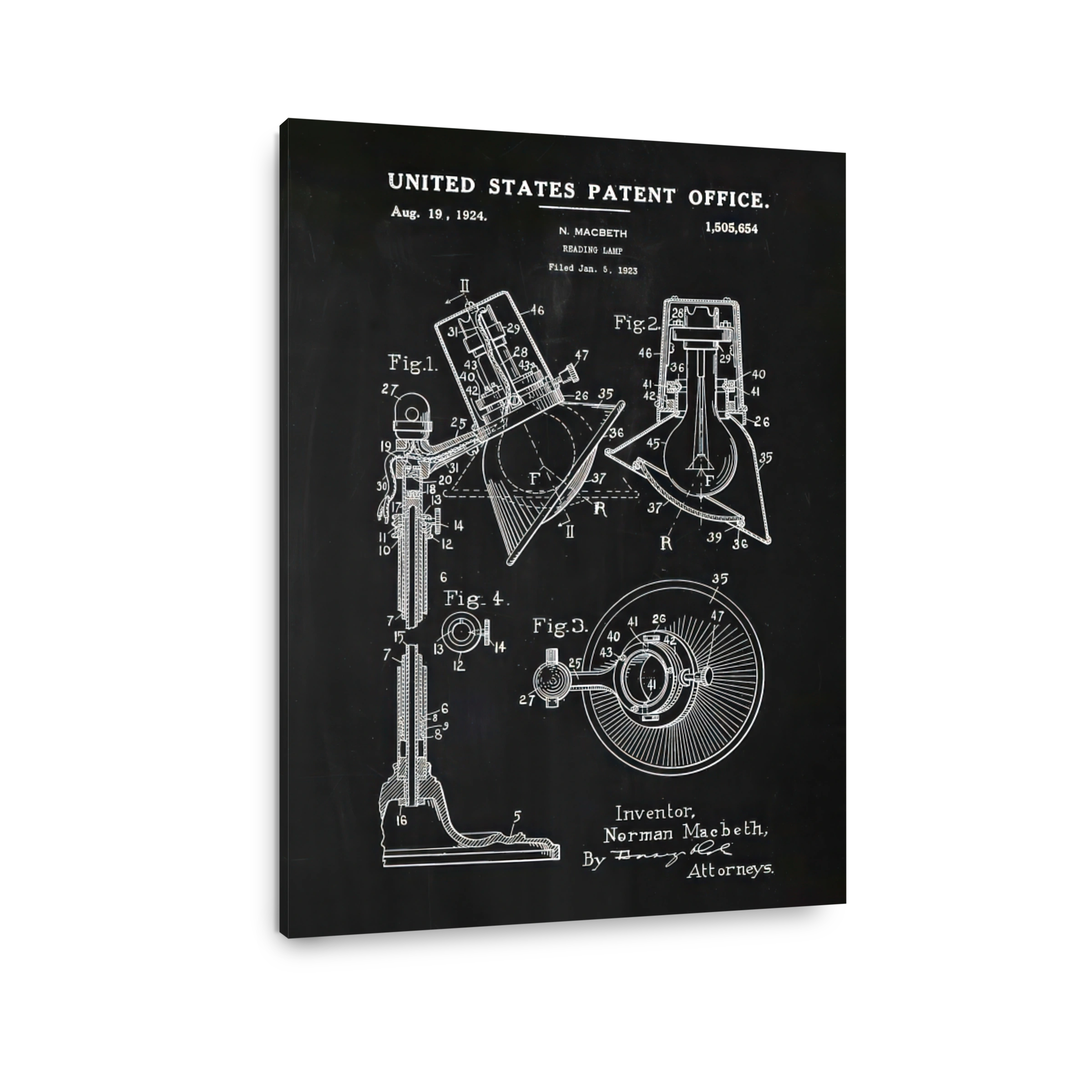 Vintage Reading Lamp Patent Blueprint