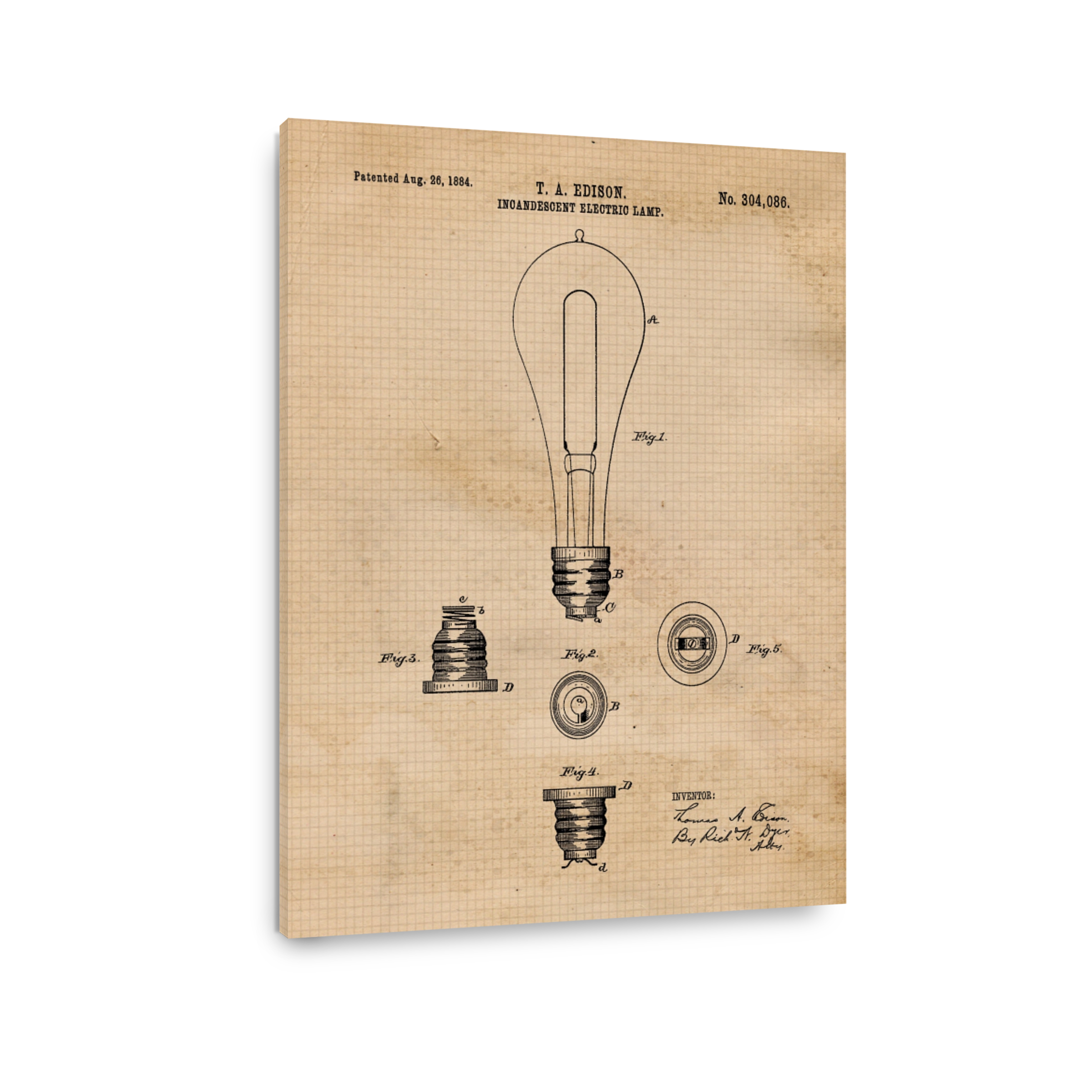 Edison Light Bulb Patent Drawing