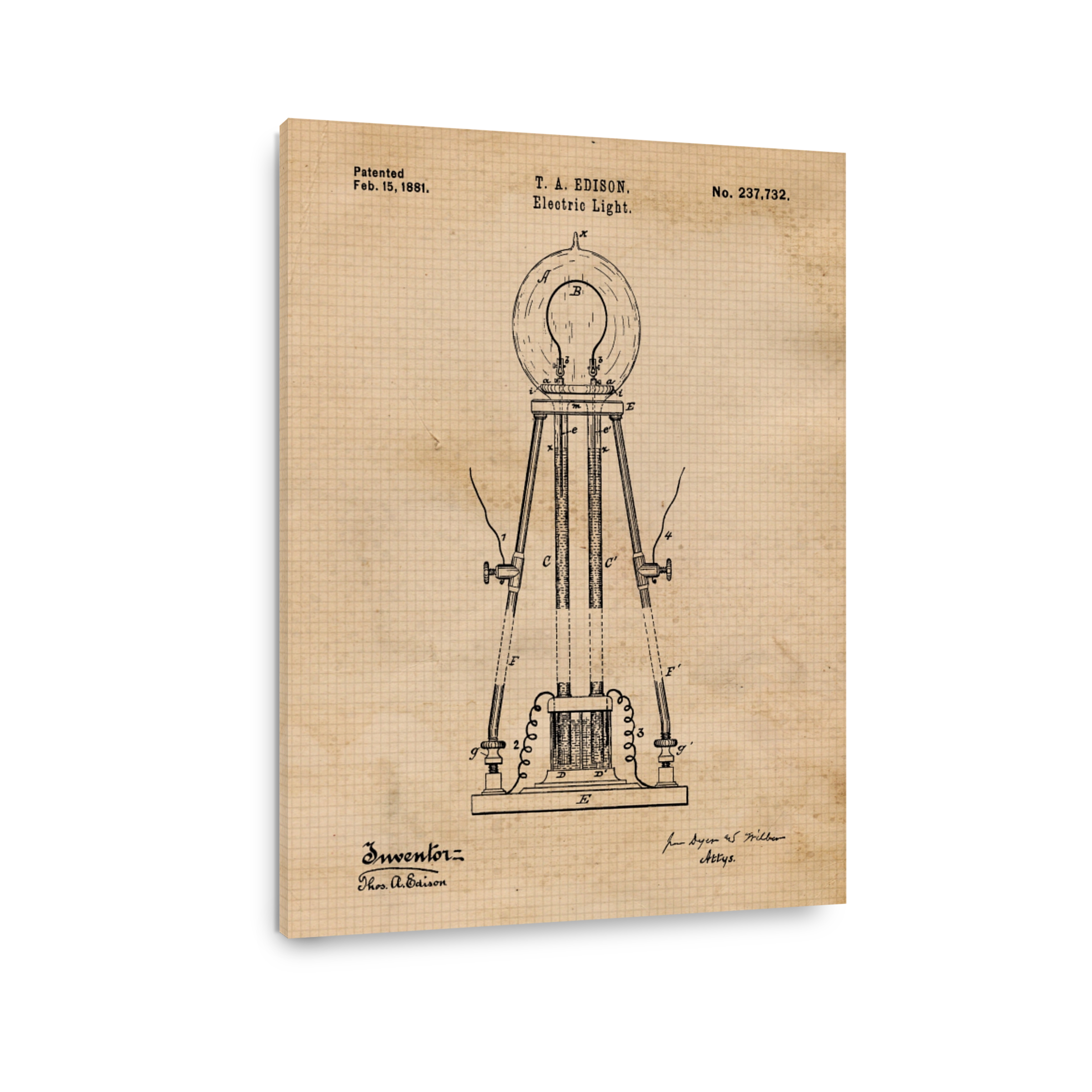 Edison Electric Light Patent Drawing