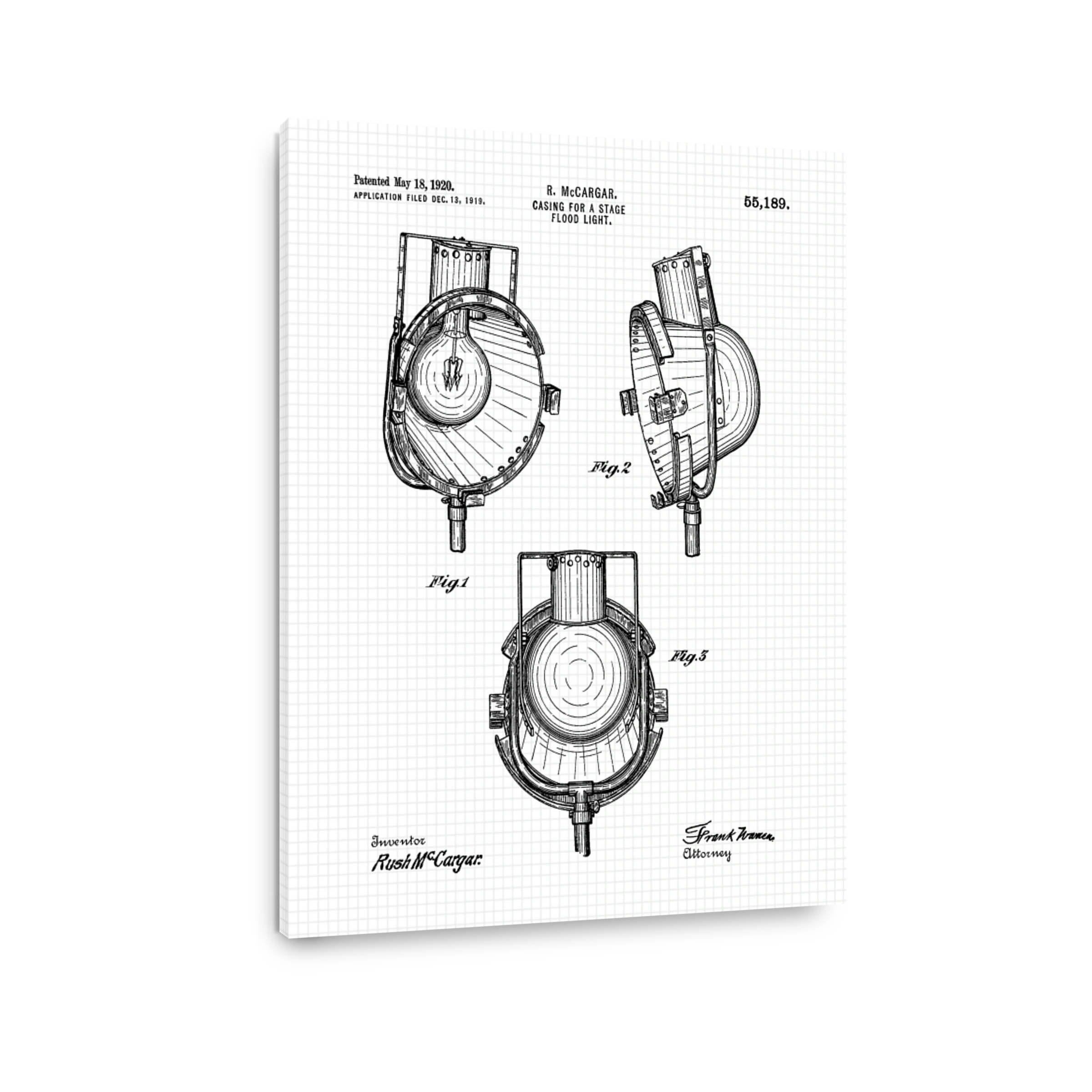 Vintage Stage Flood Light Patent Art