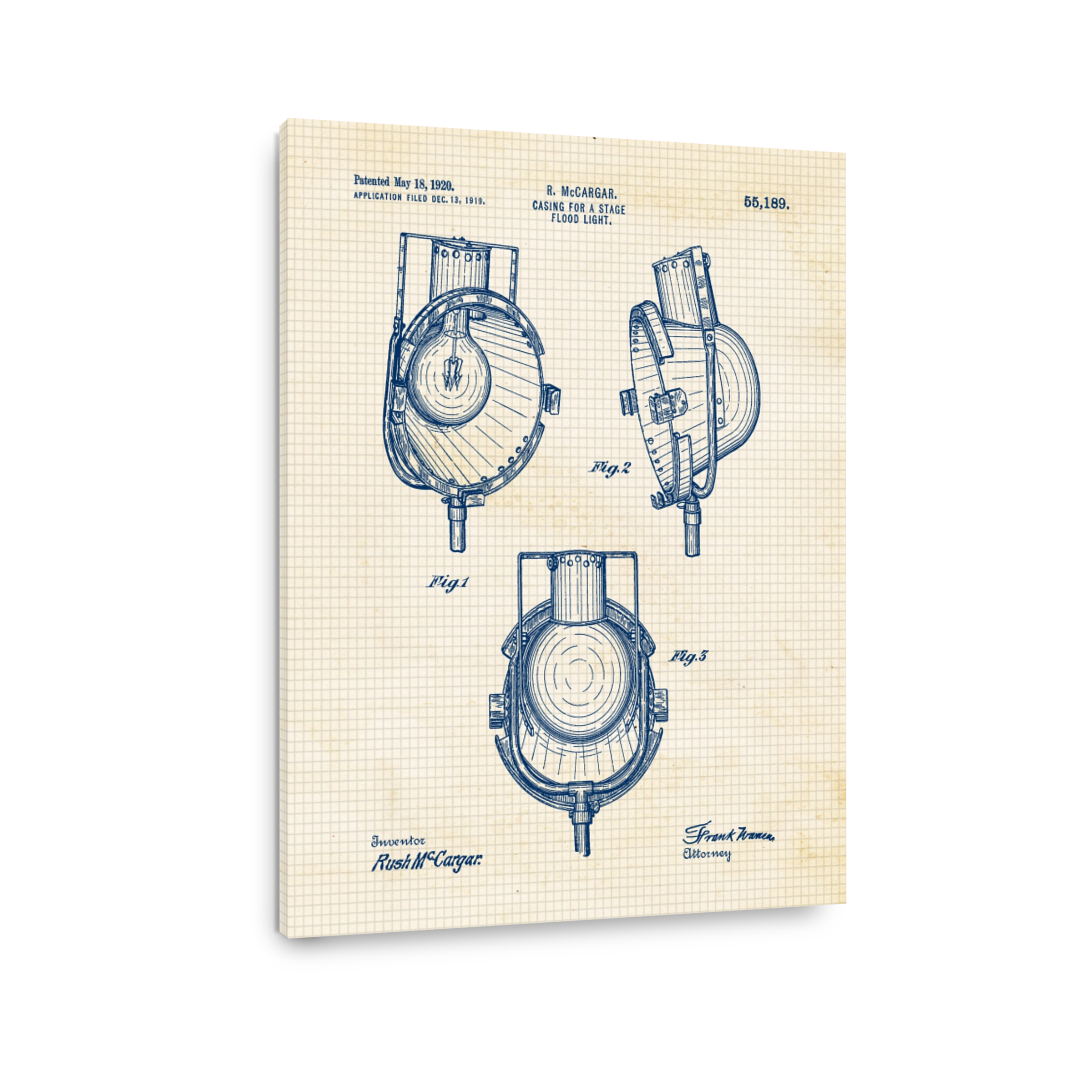 Vintage Stage Flood Light Patent Drawing