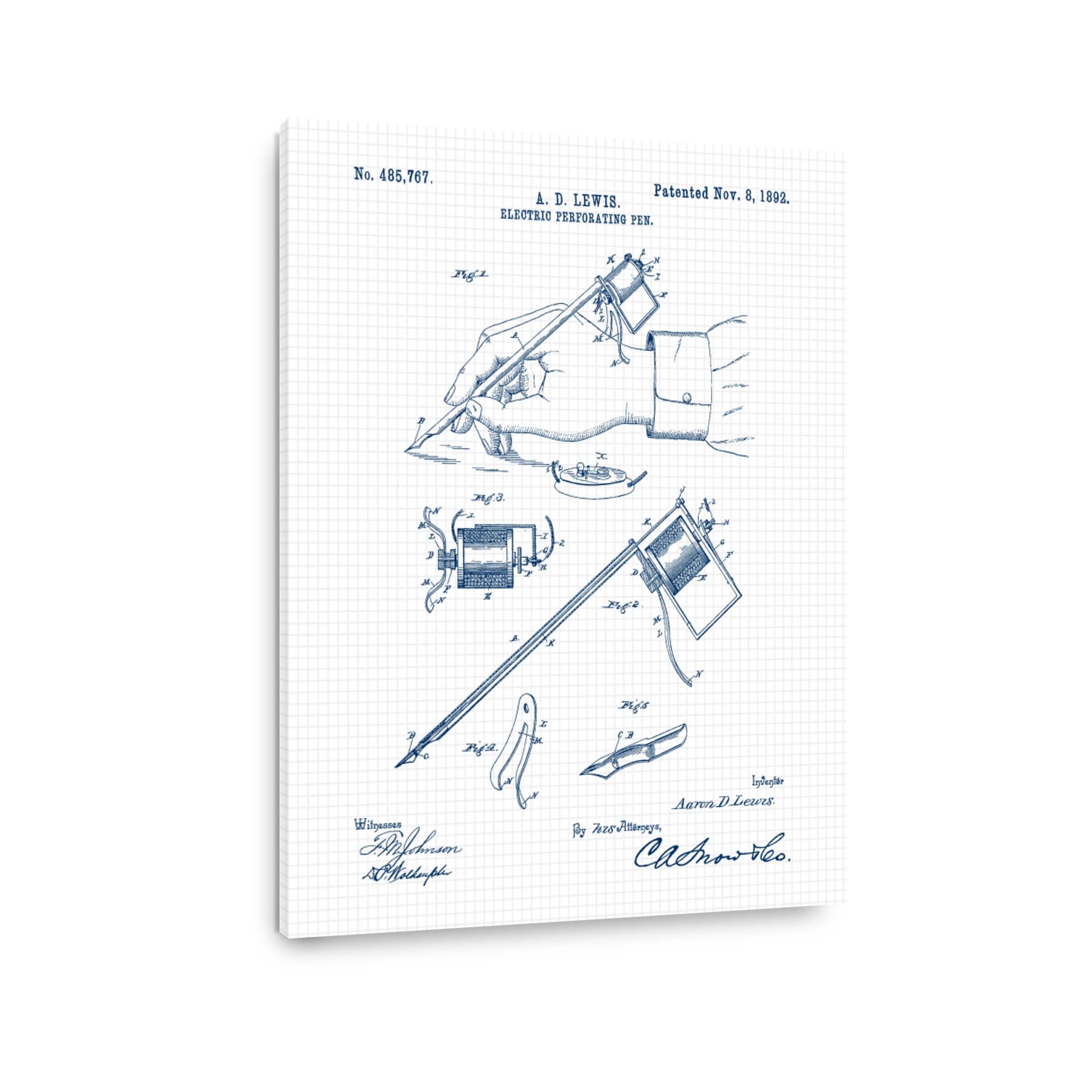 Antique Electric Pen Patent Drawing