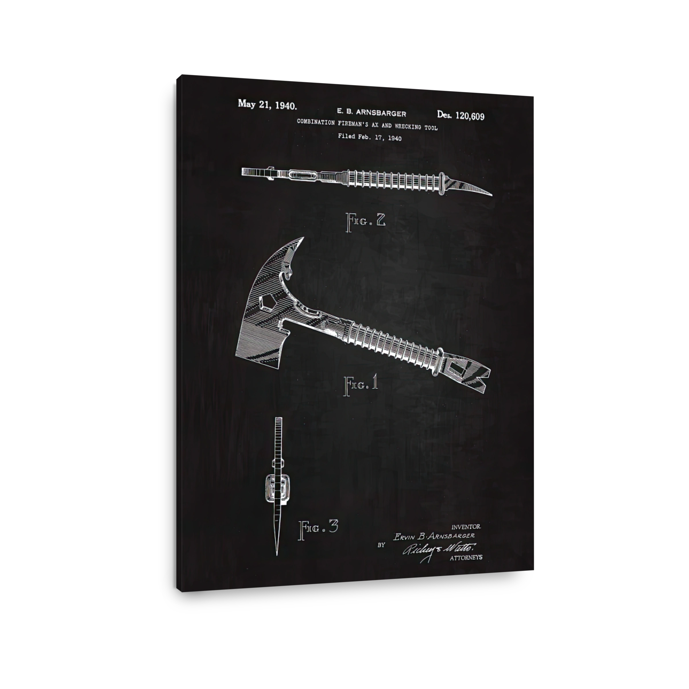 Vintage Fireman's Axe Blueprint