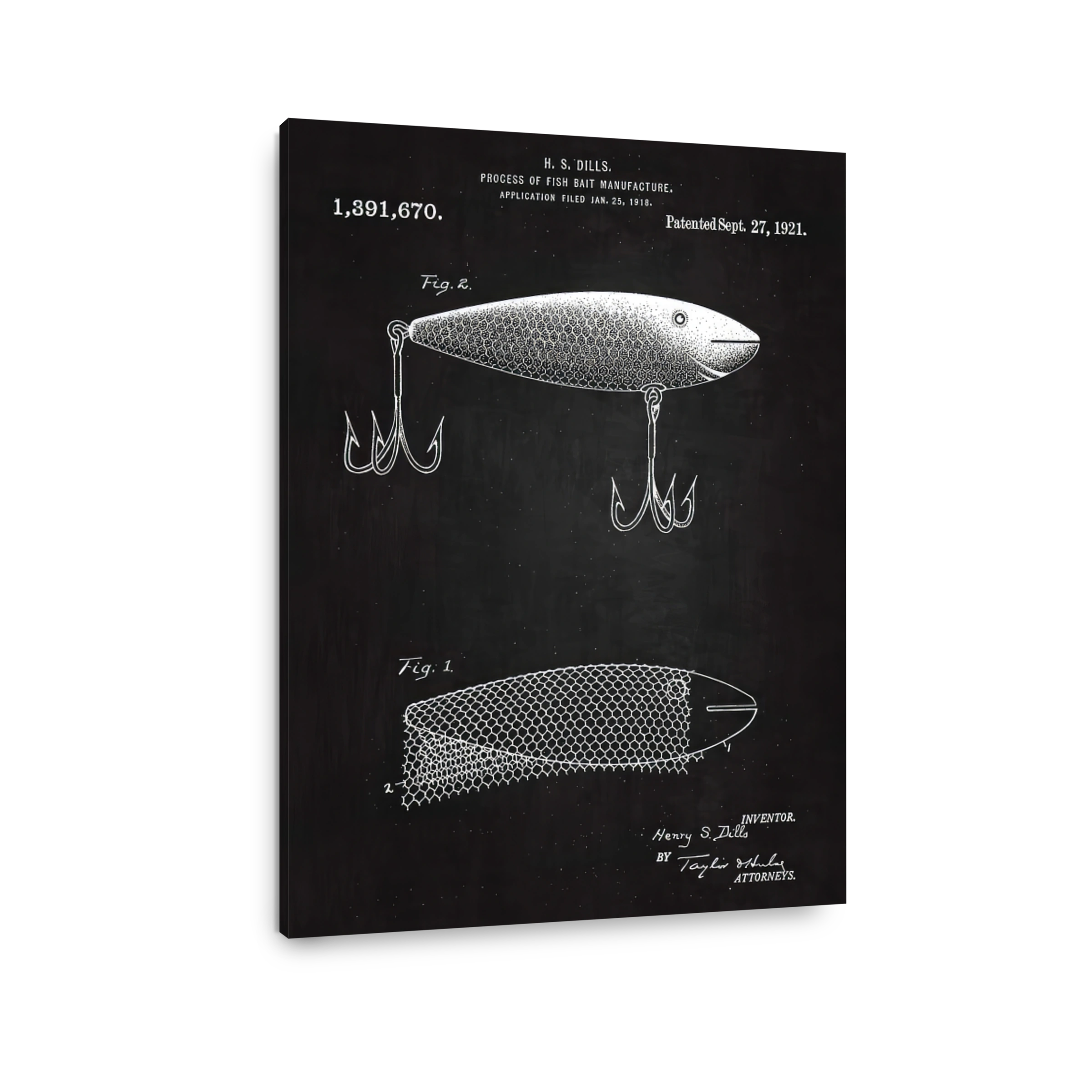 Vintage Fishing Lure Patent Blueprint
