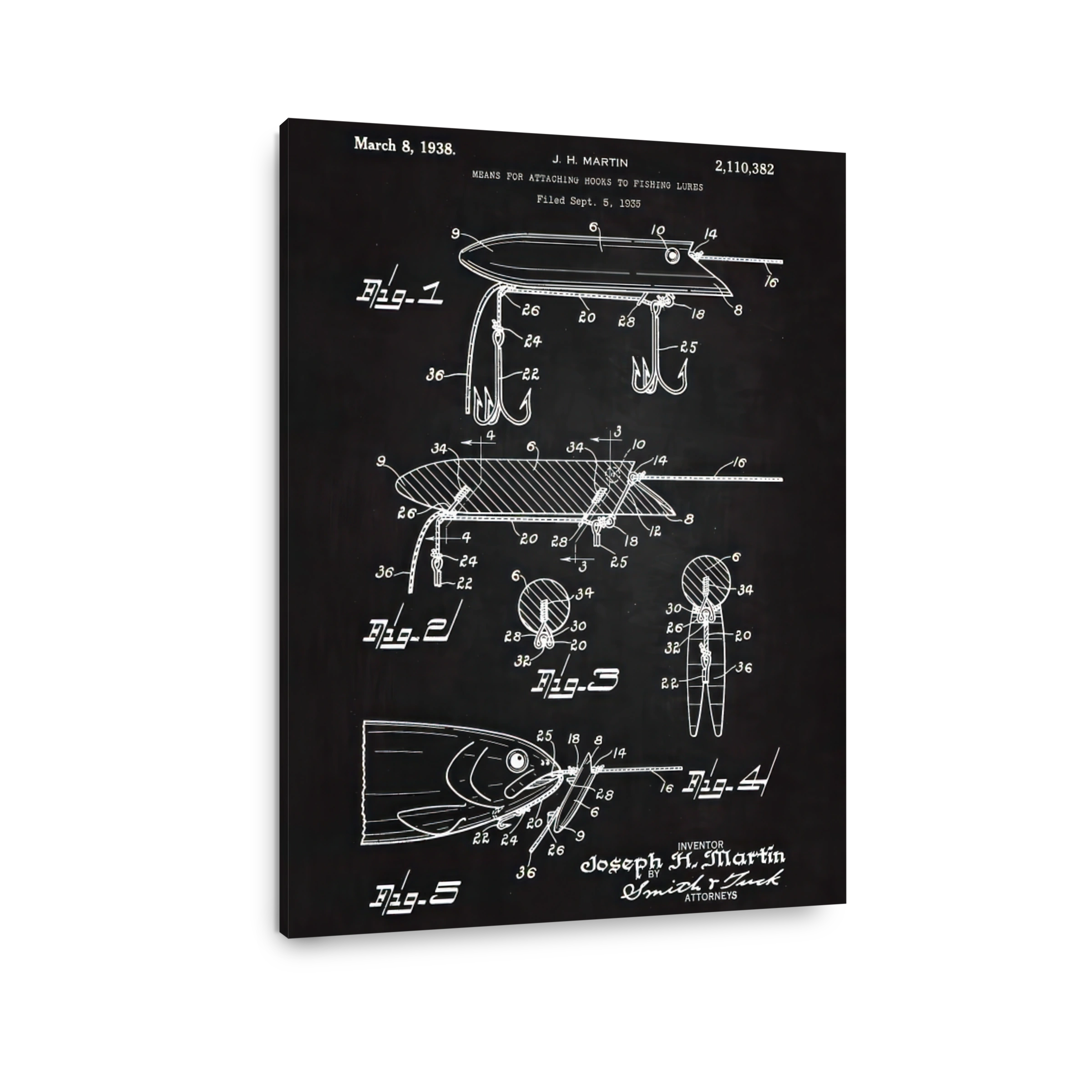Fishing Lure Patent Blueprint Art