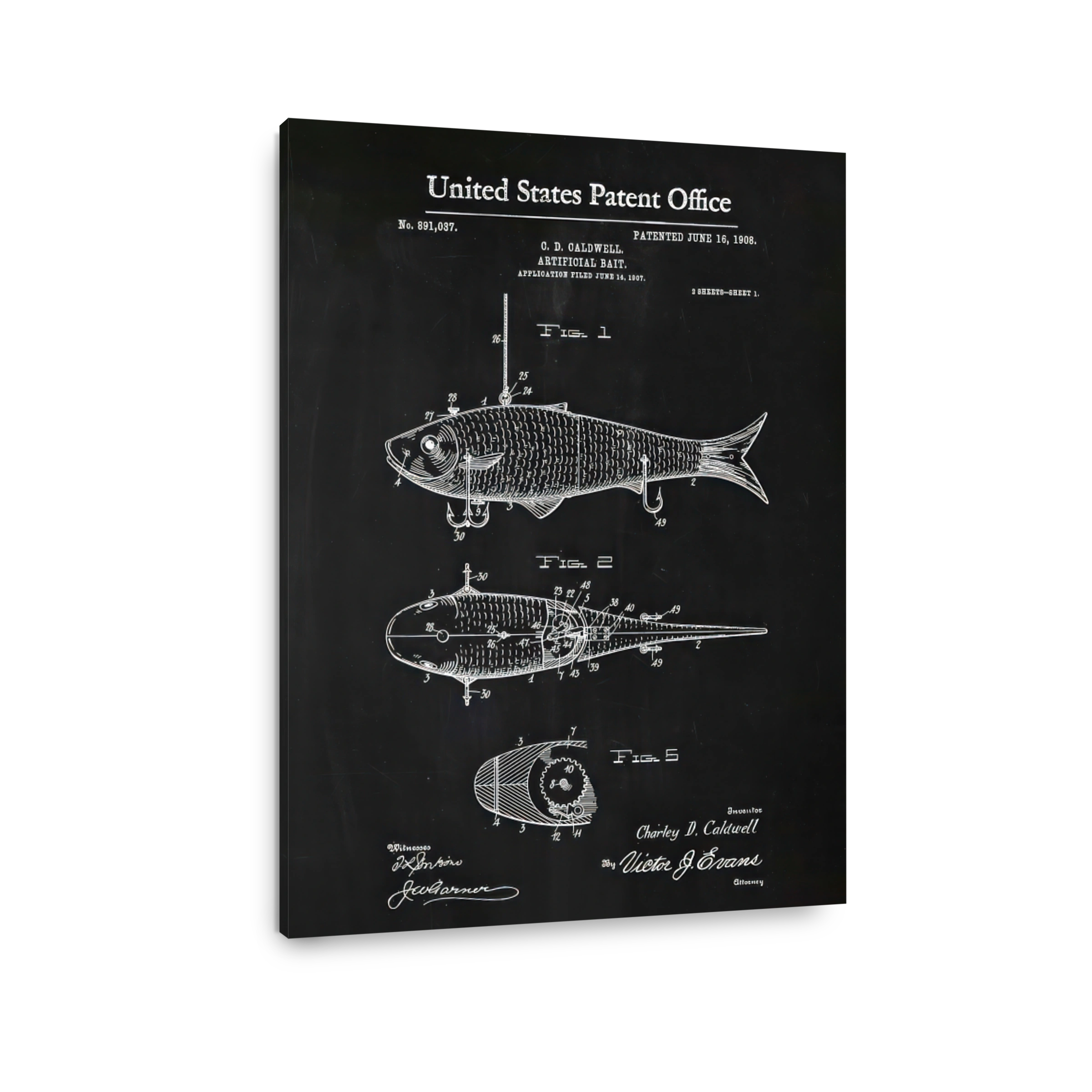 Vintage Fishing Lure Patent Blueprint