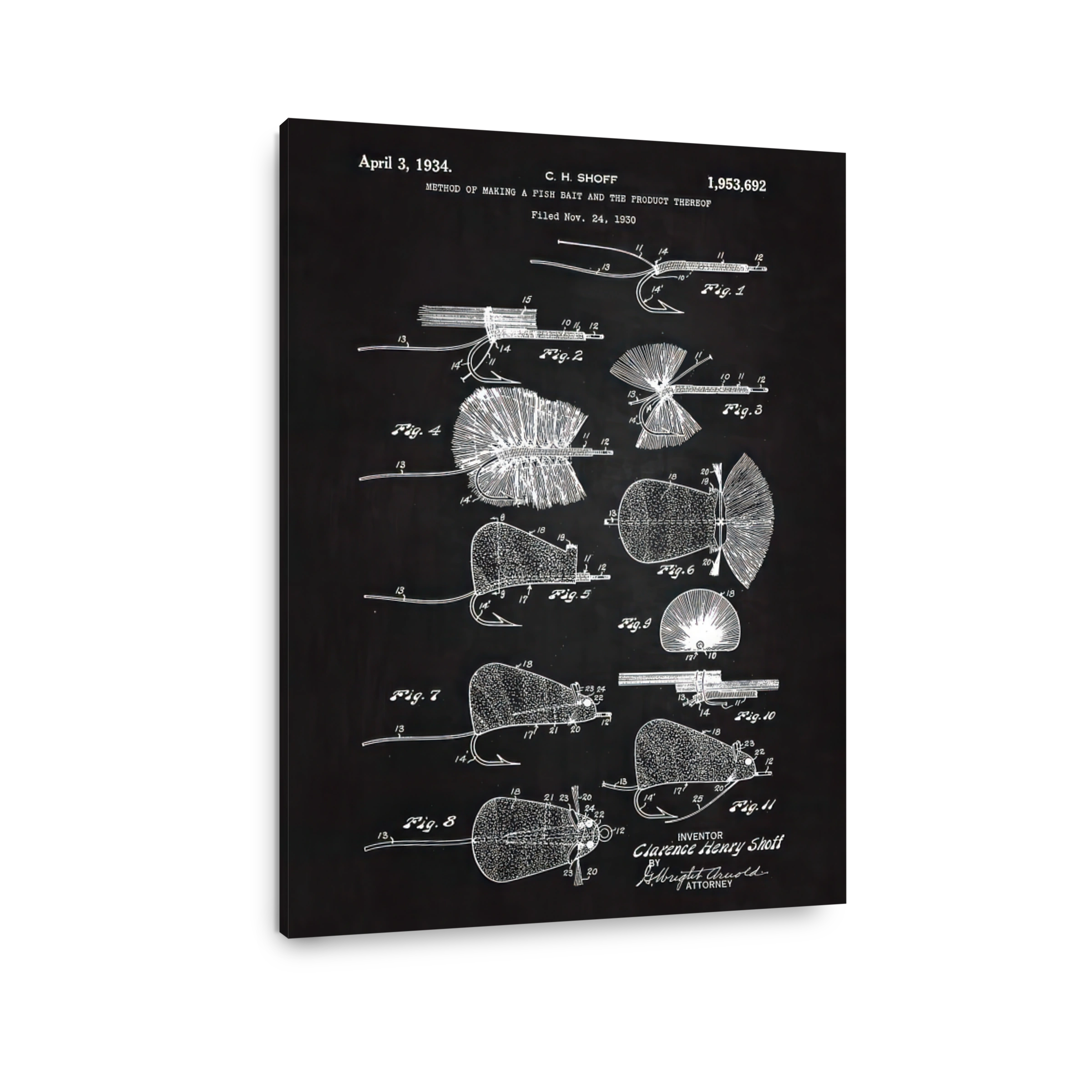 Vintage Fishing Lure Patent Blueprints