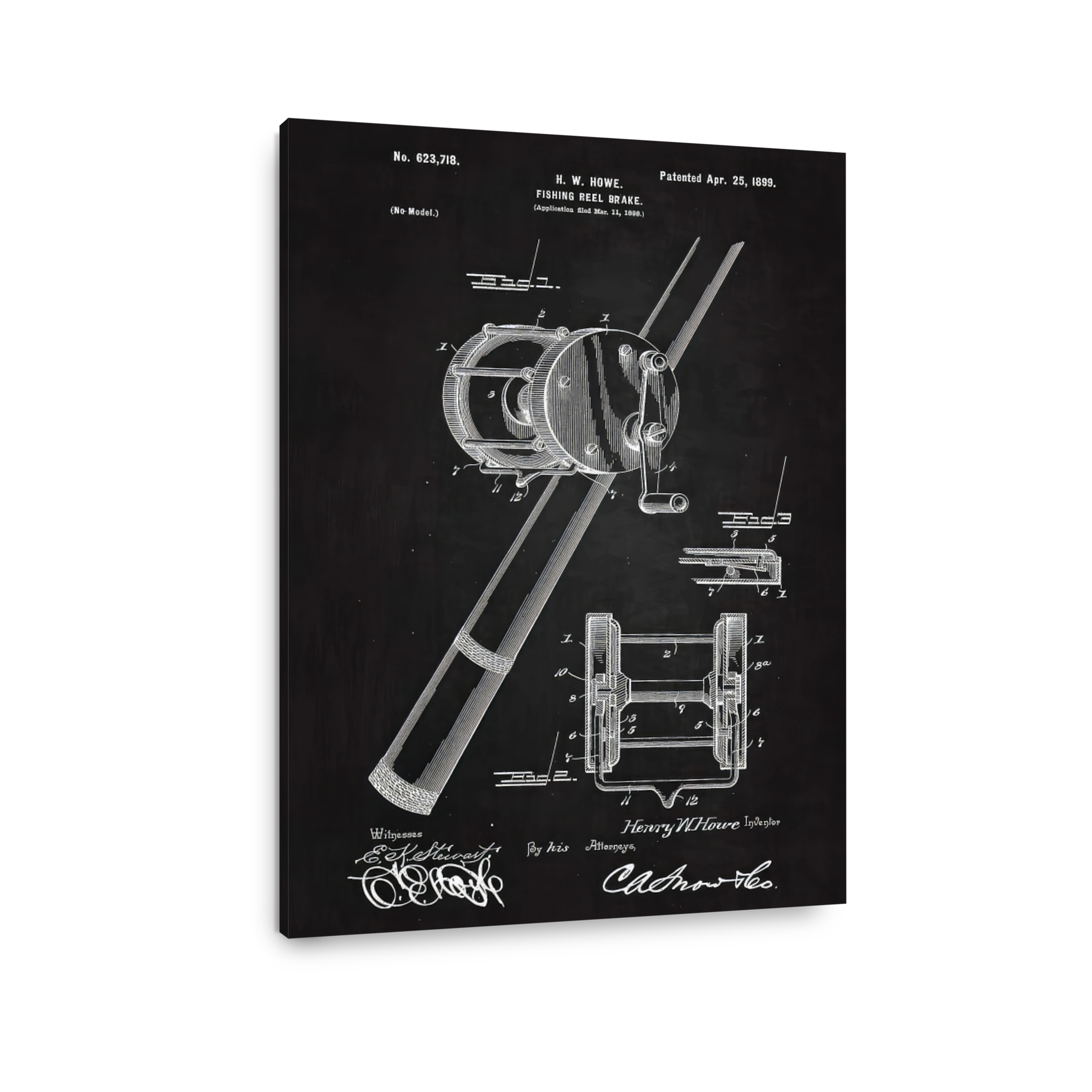 Vintage Fishing Reel Brake Patent Blueprint