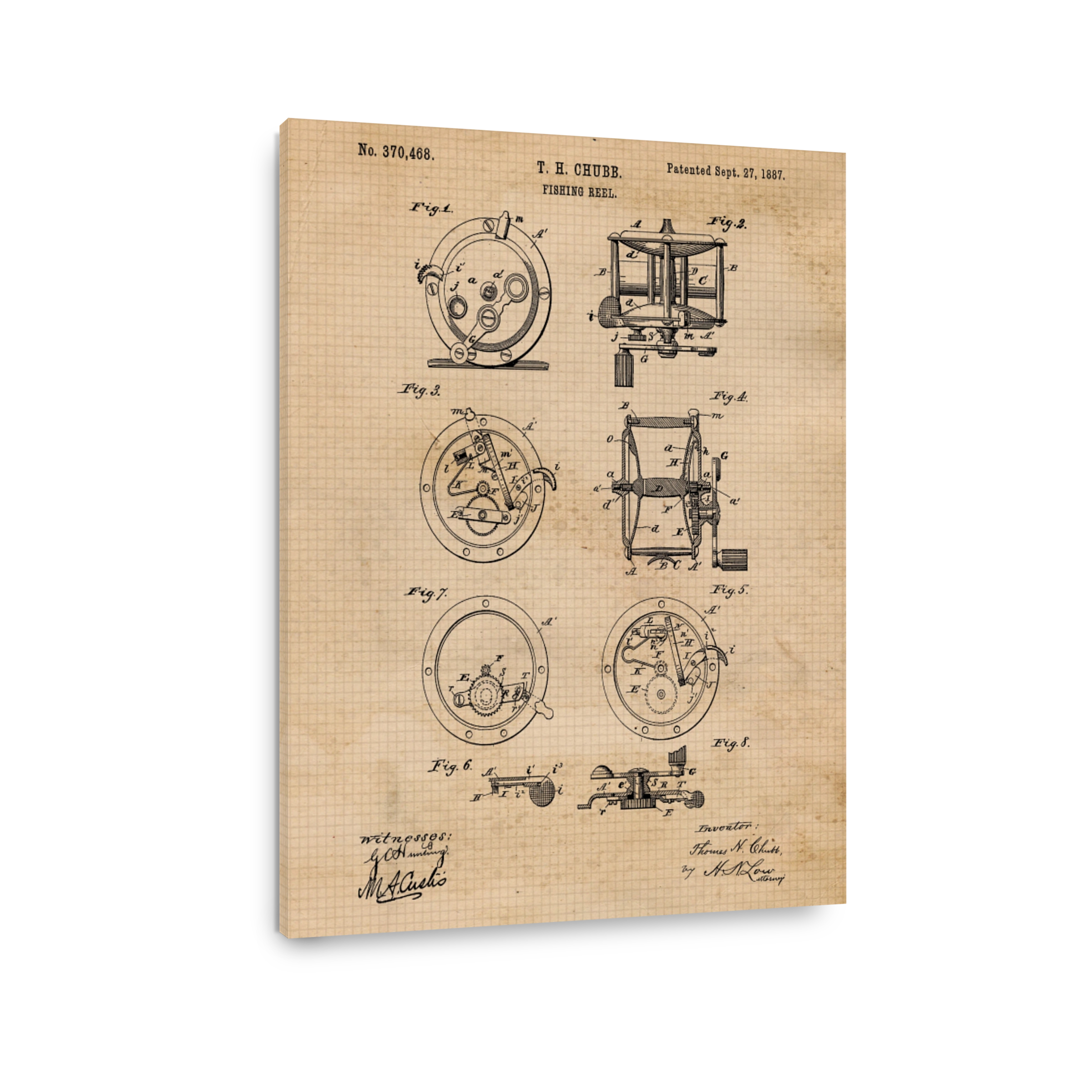 Vintage Fishing Reel Patent Drawing
