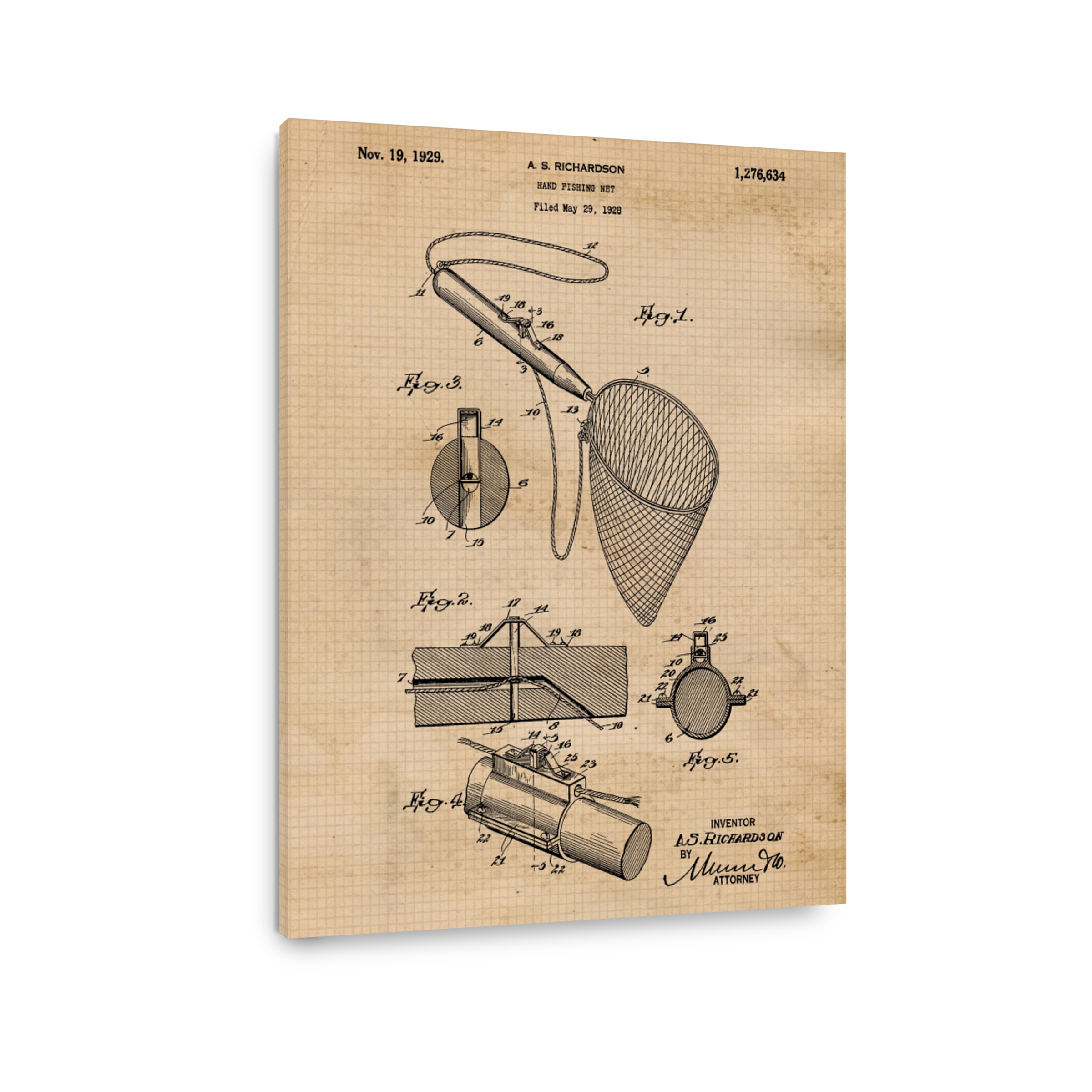 Vintage Hand Fishing Net Patent