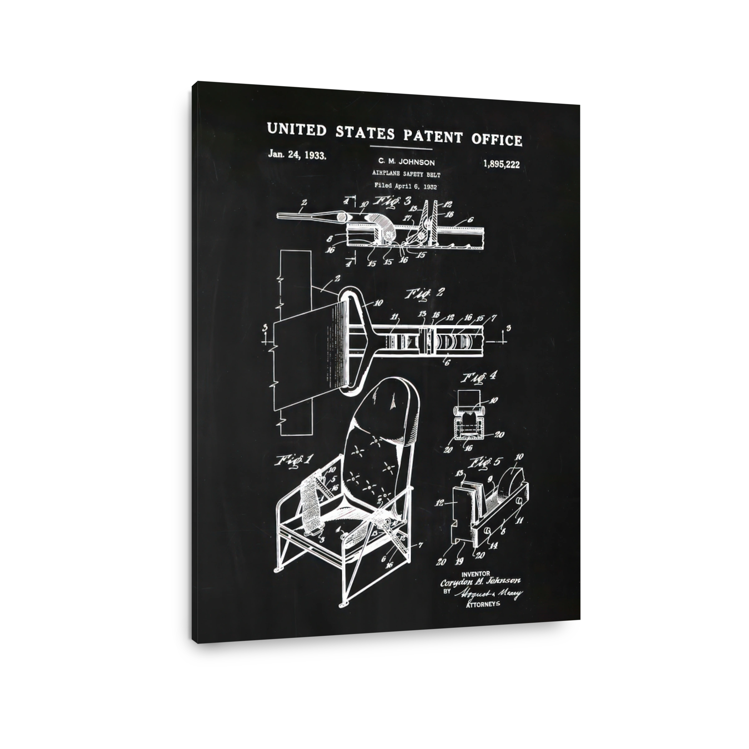 Airplane Safety Belt Patent Blueprint