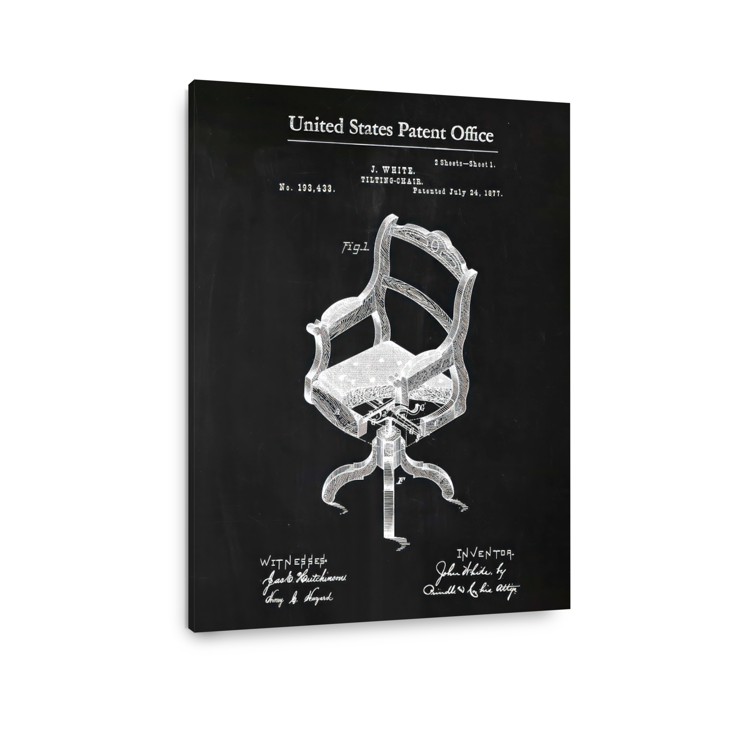 Vintage Tilting Chair Patent Drawing