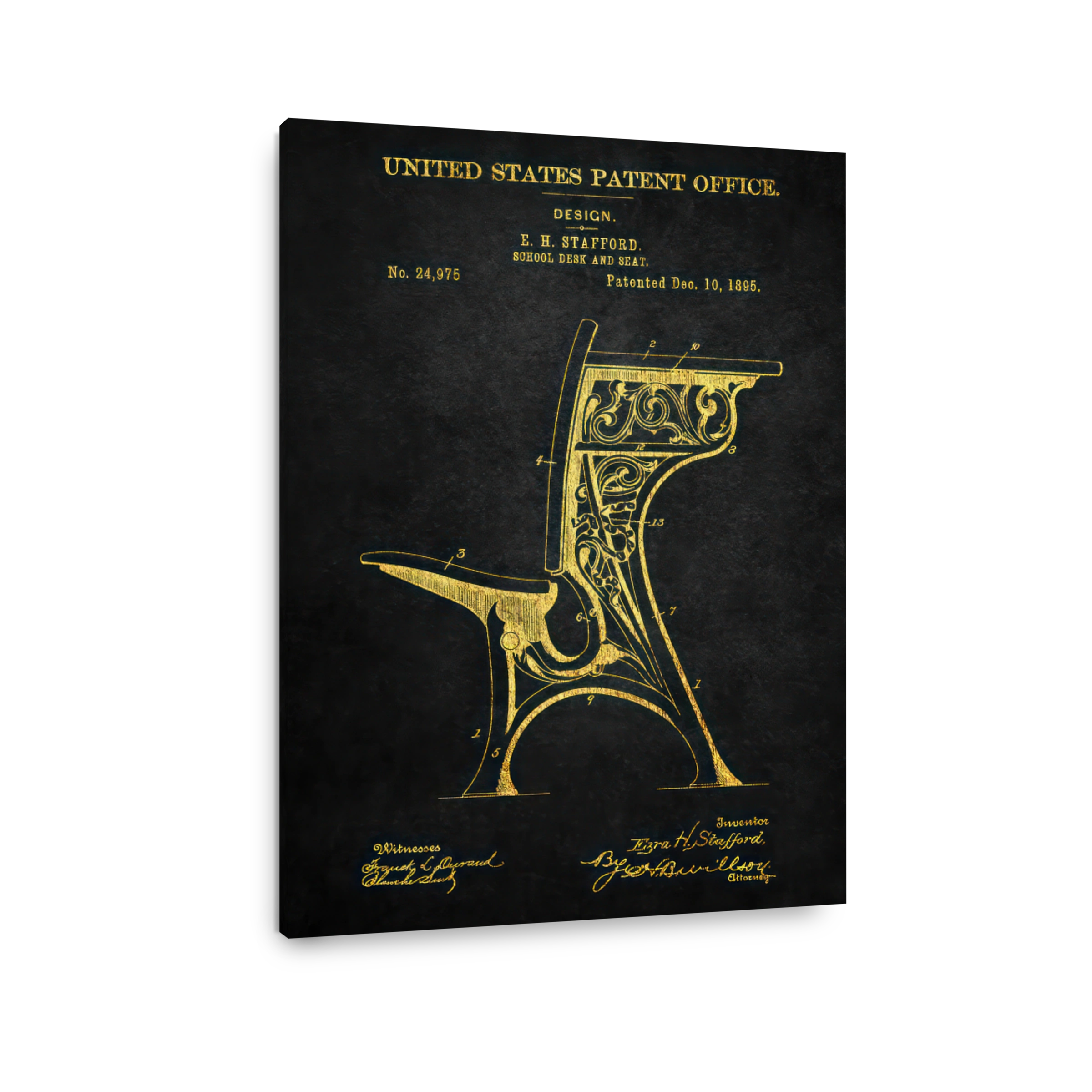 E. H. Stafford School Desk Patent Art