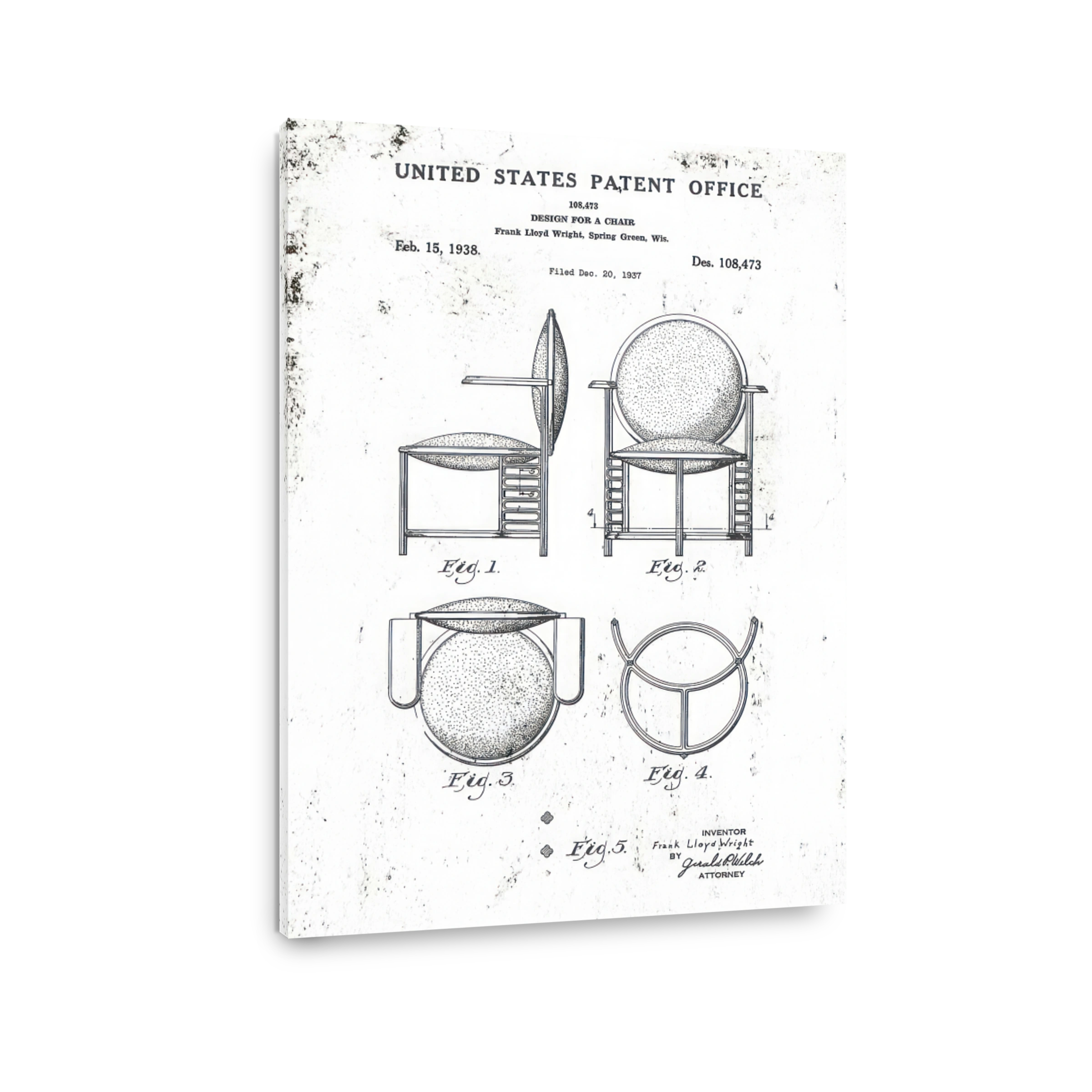 Frank Lloyd Wright Chair Patent Art