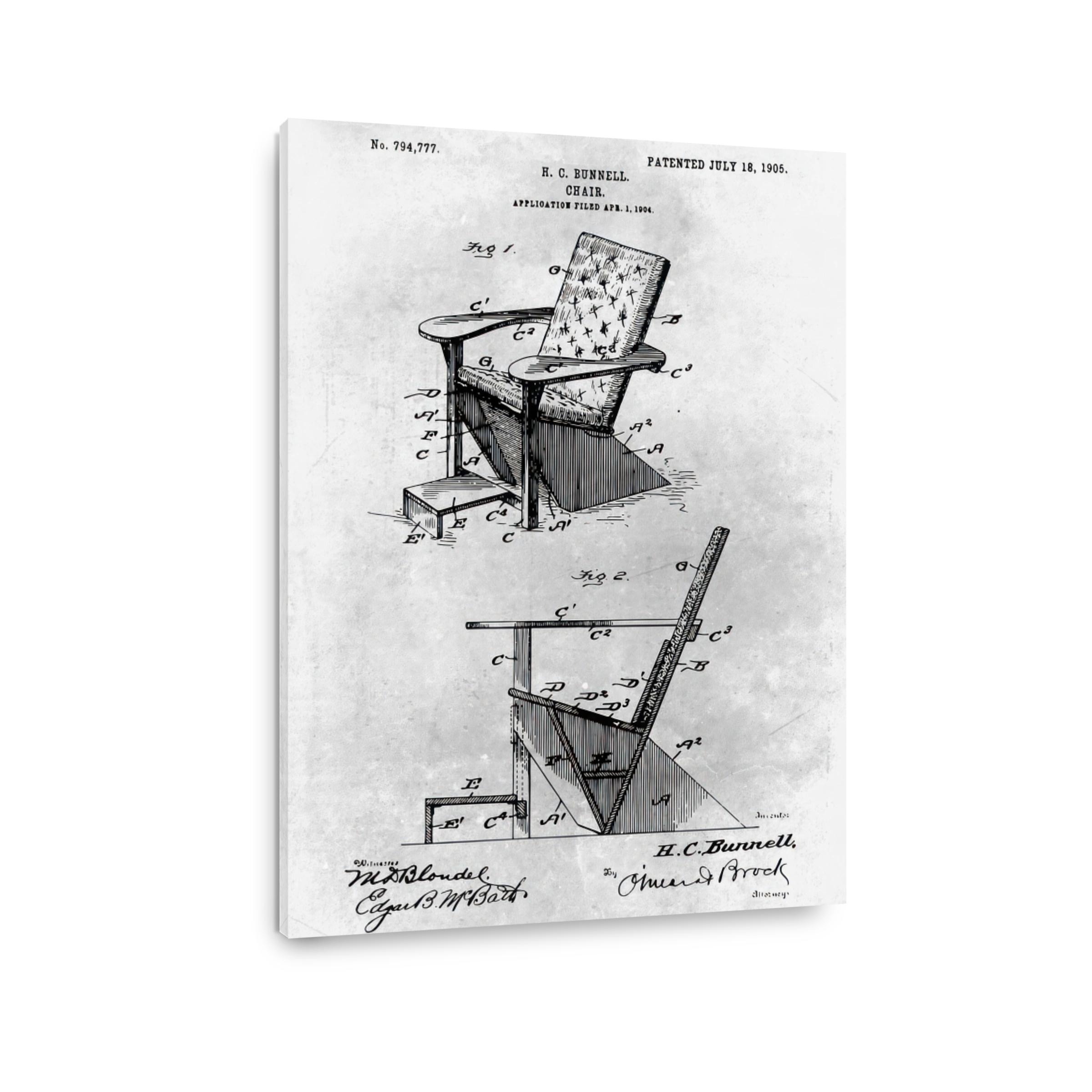 Vintage Chair Patent Drawing
