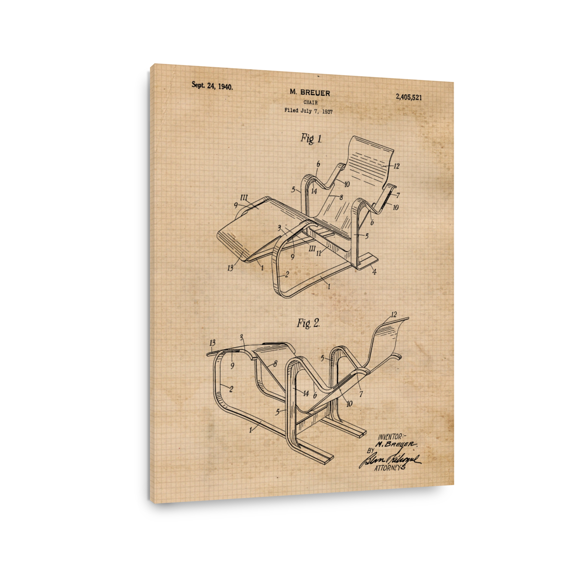 M. Breuer Chair Patent Blueprint