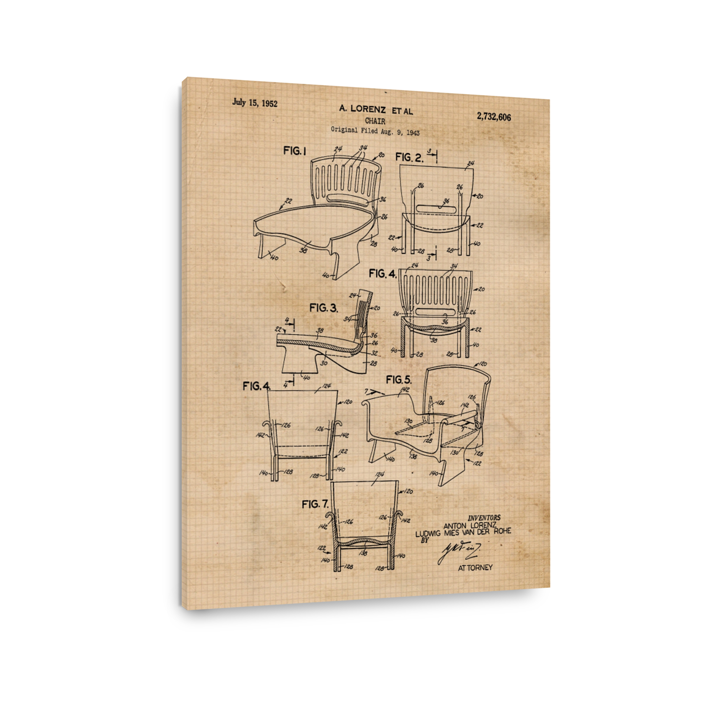Vintage Chair Patent Blueprint