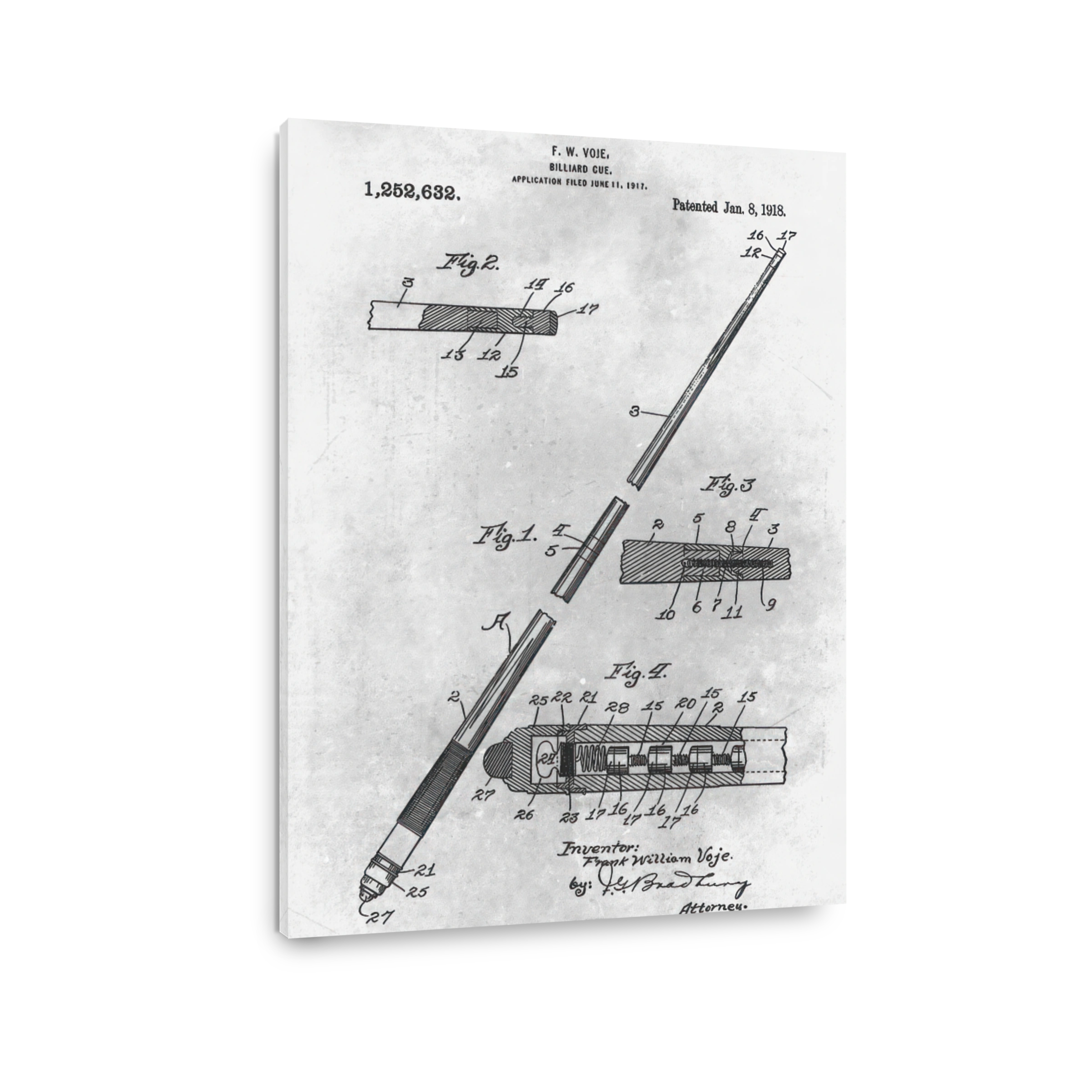 Billiard Cue Patent Blueprint
