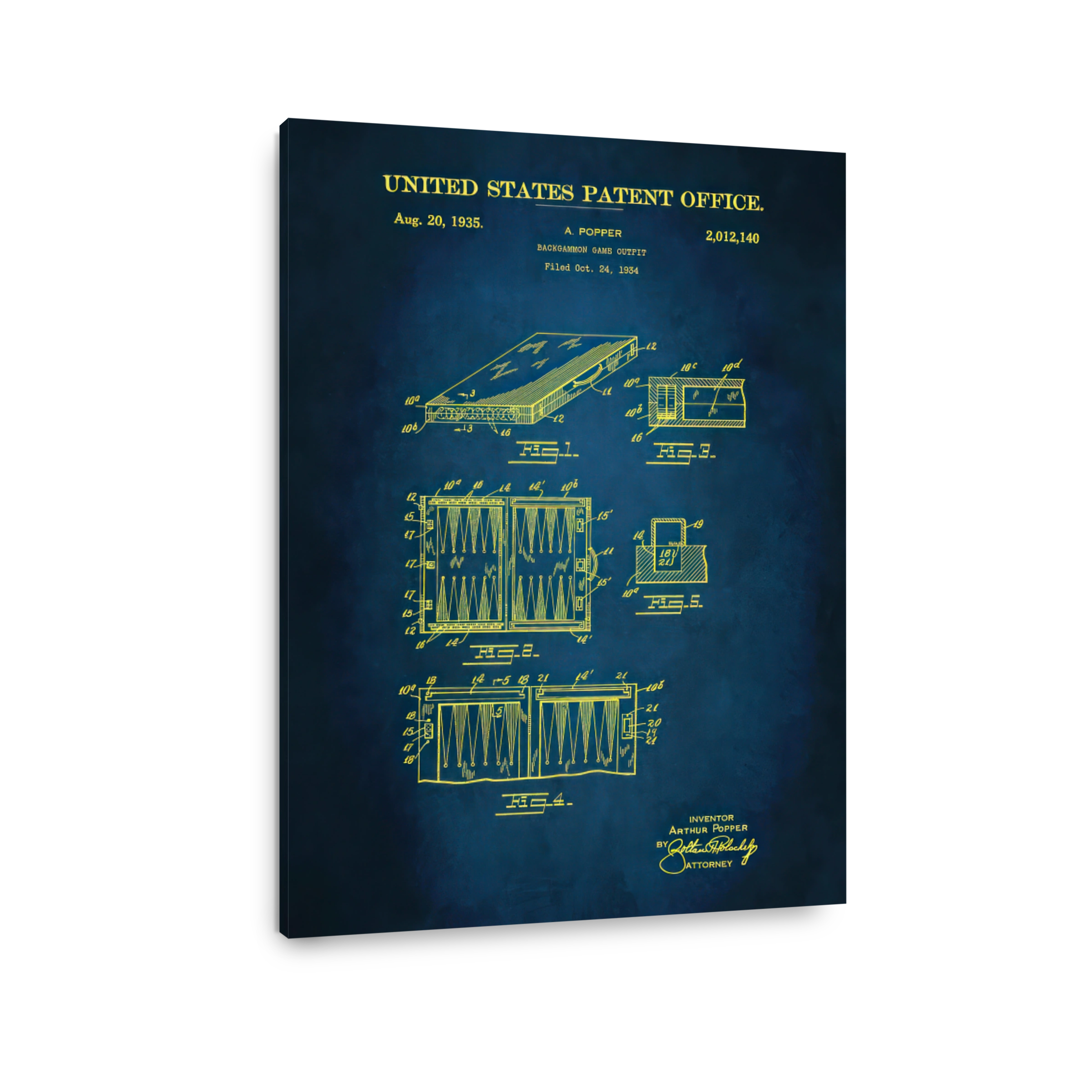 Backgammon Game Patent Blueprint Art