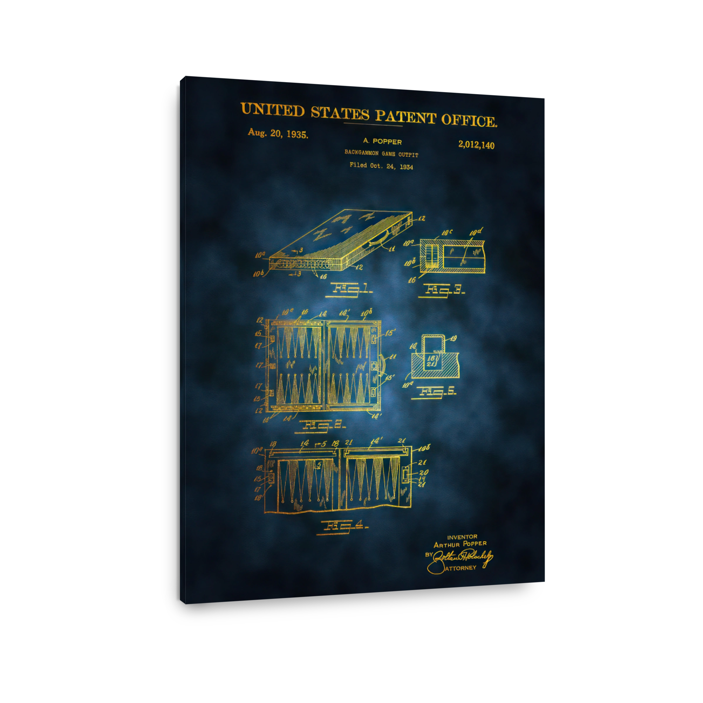 Backgammon Game Outfit Patent Blueprint
