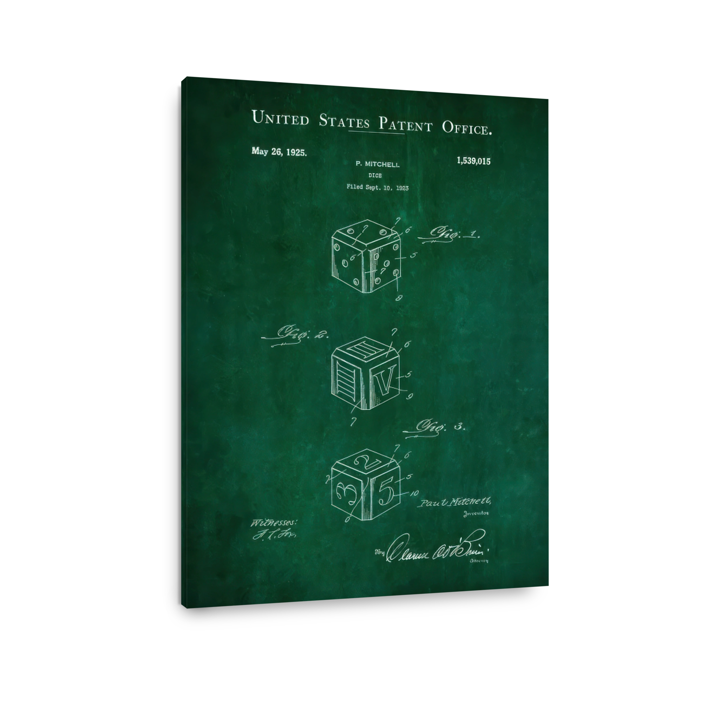 Vintage Dice Patent Drawing