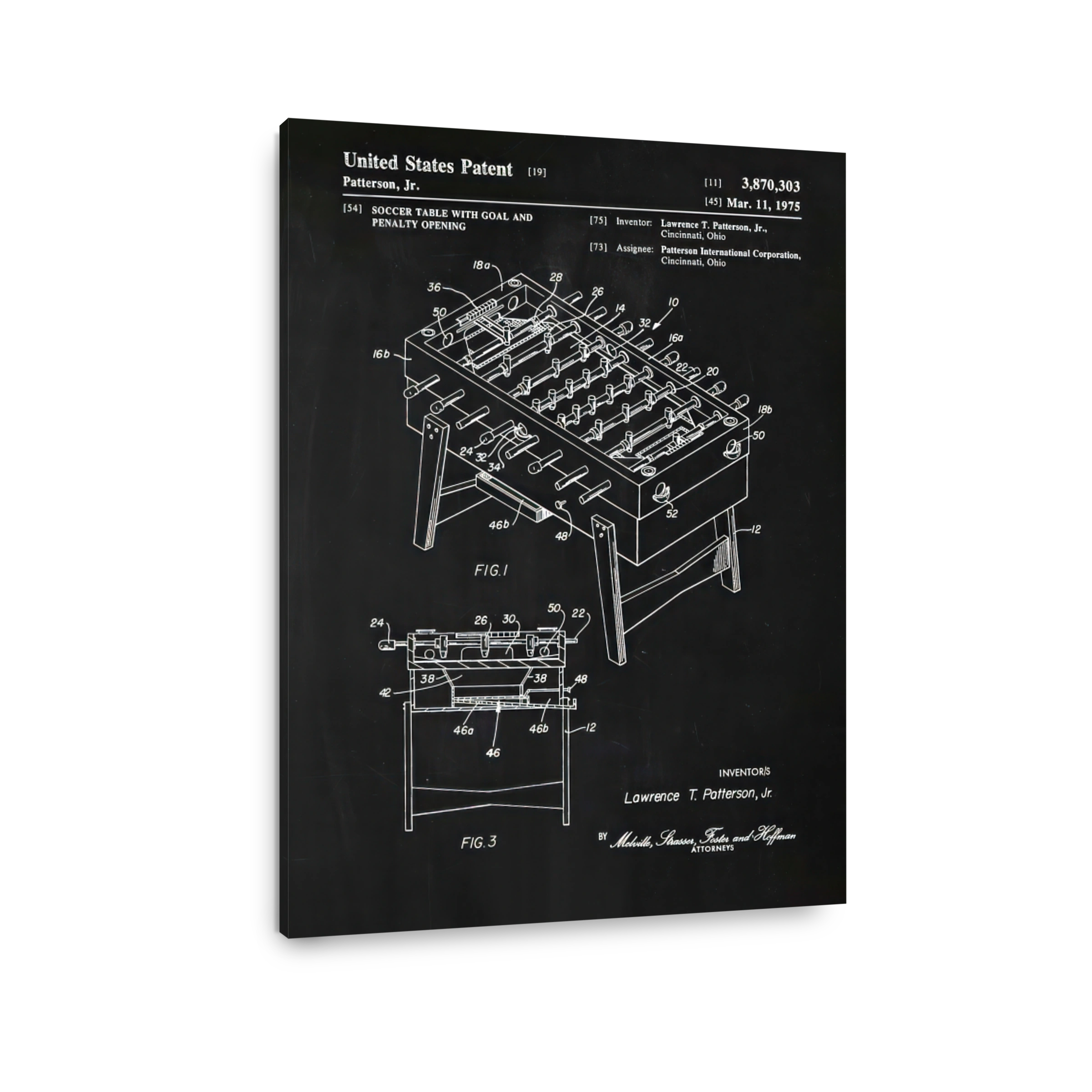 Vintage Foosball Table Patent Art