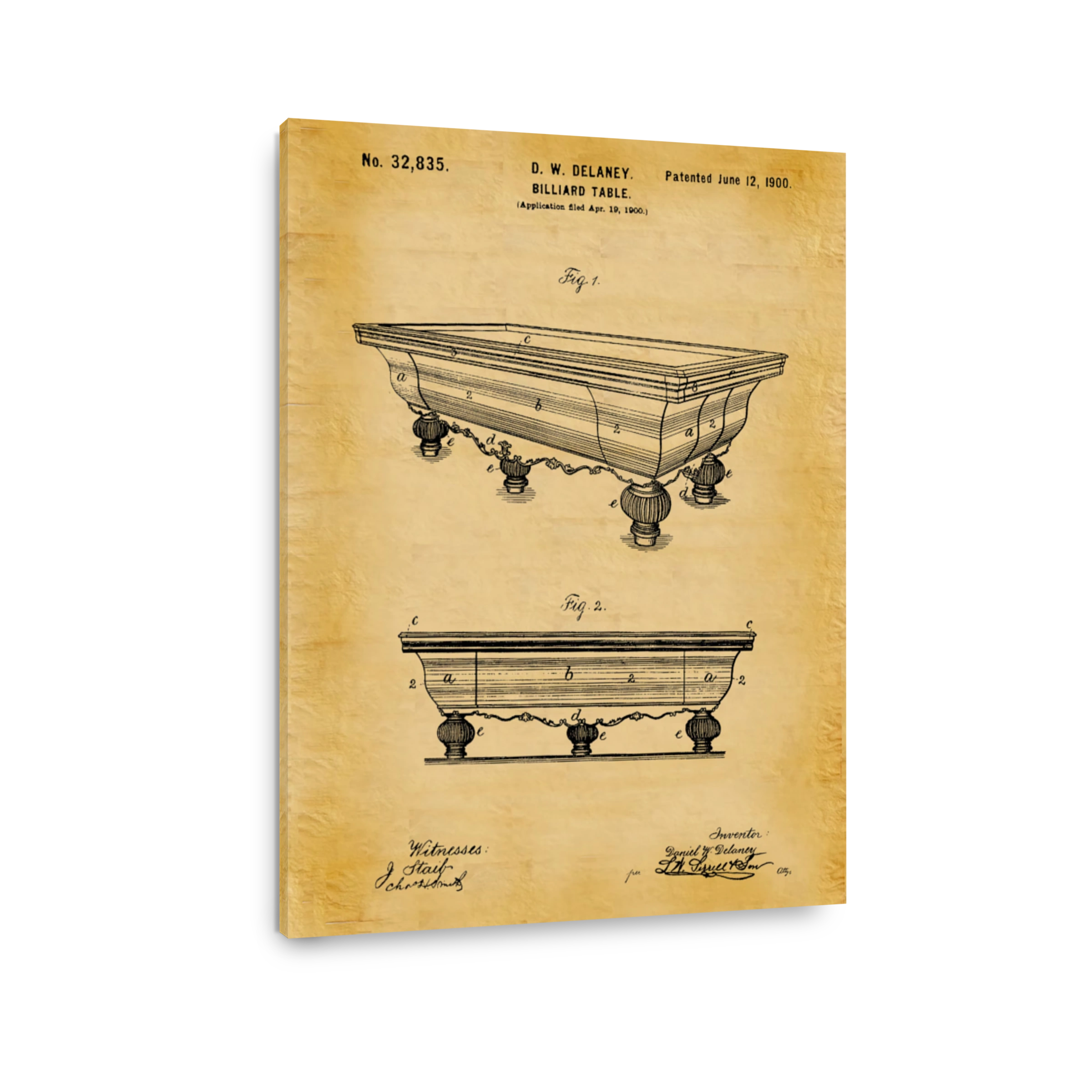 Vintage Billiard Table Patent Blueprint