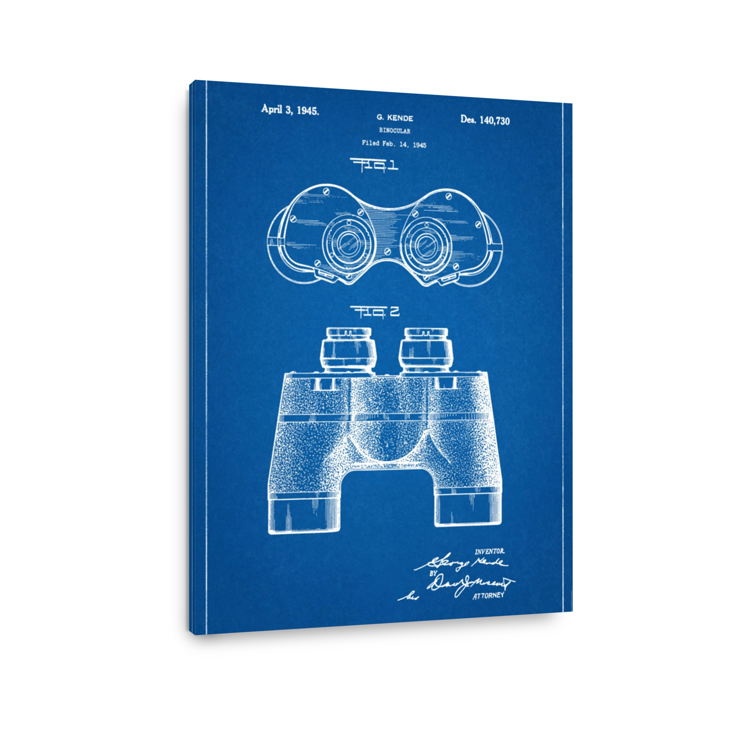Vintage Binocular Blueprint Art