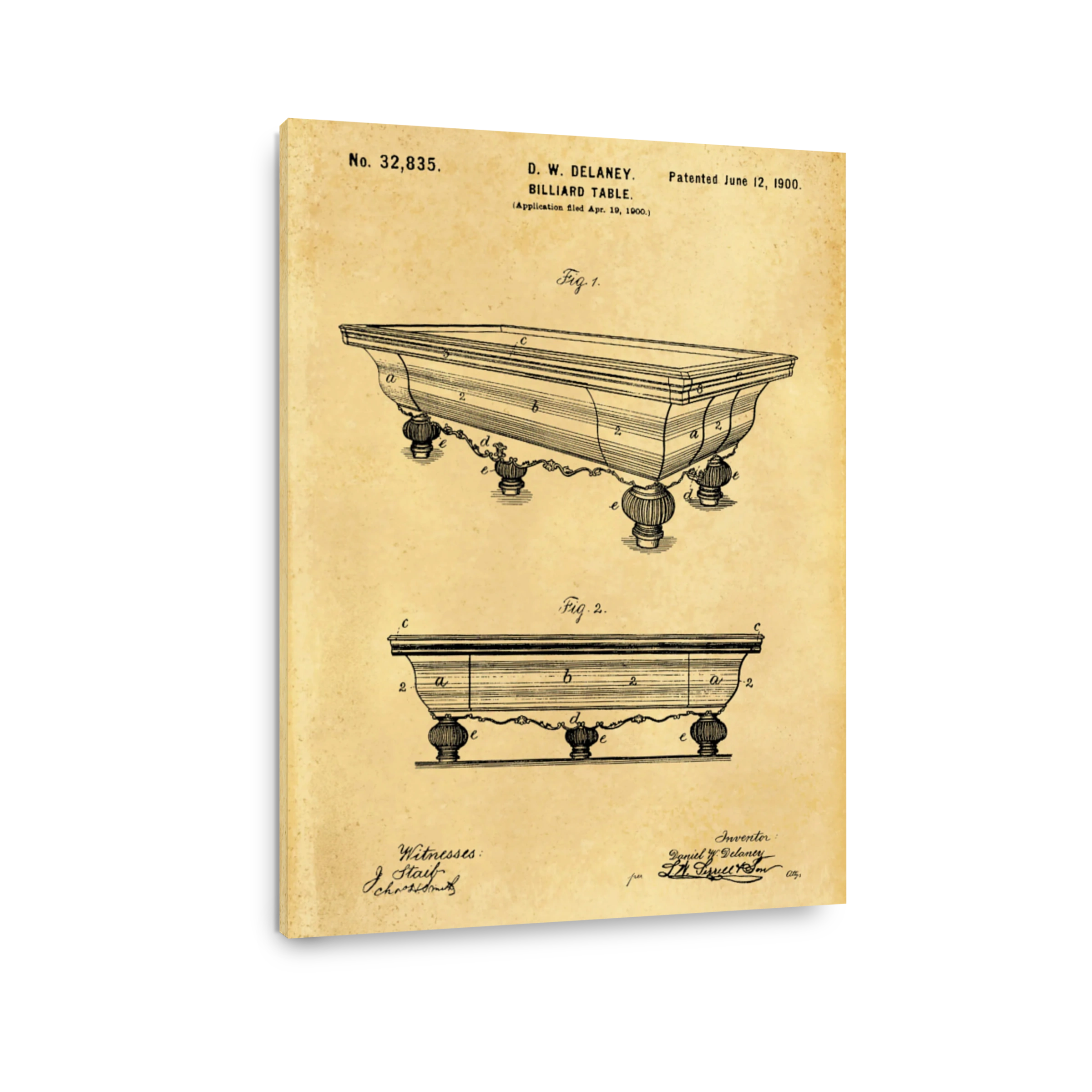D. W. Delaney Billiard Table Patent
