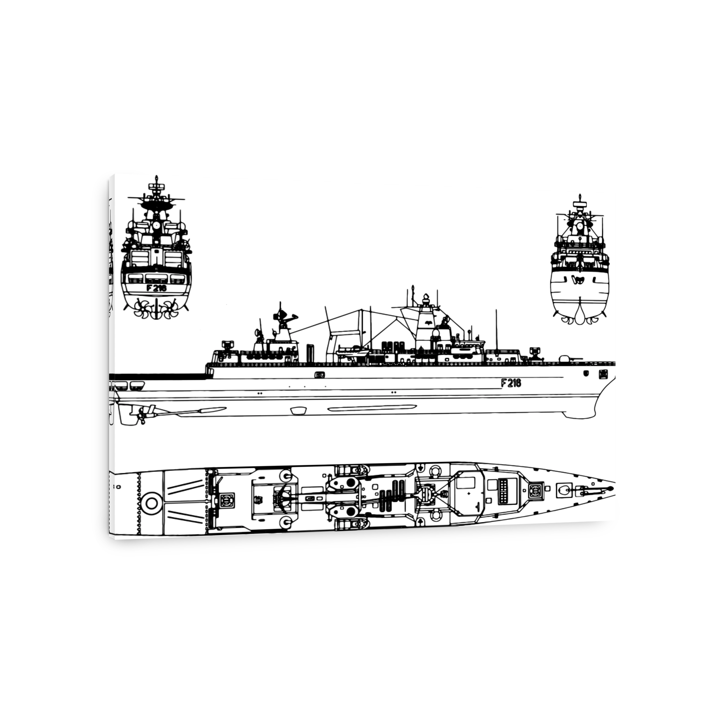 Detailed Warship Blueprint