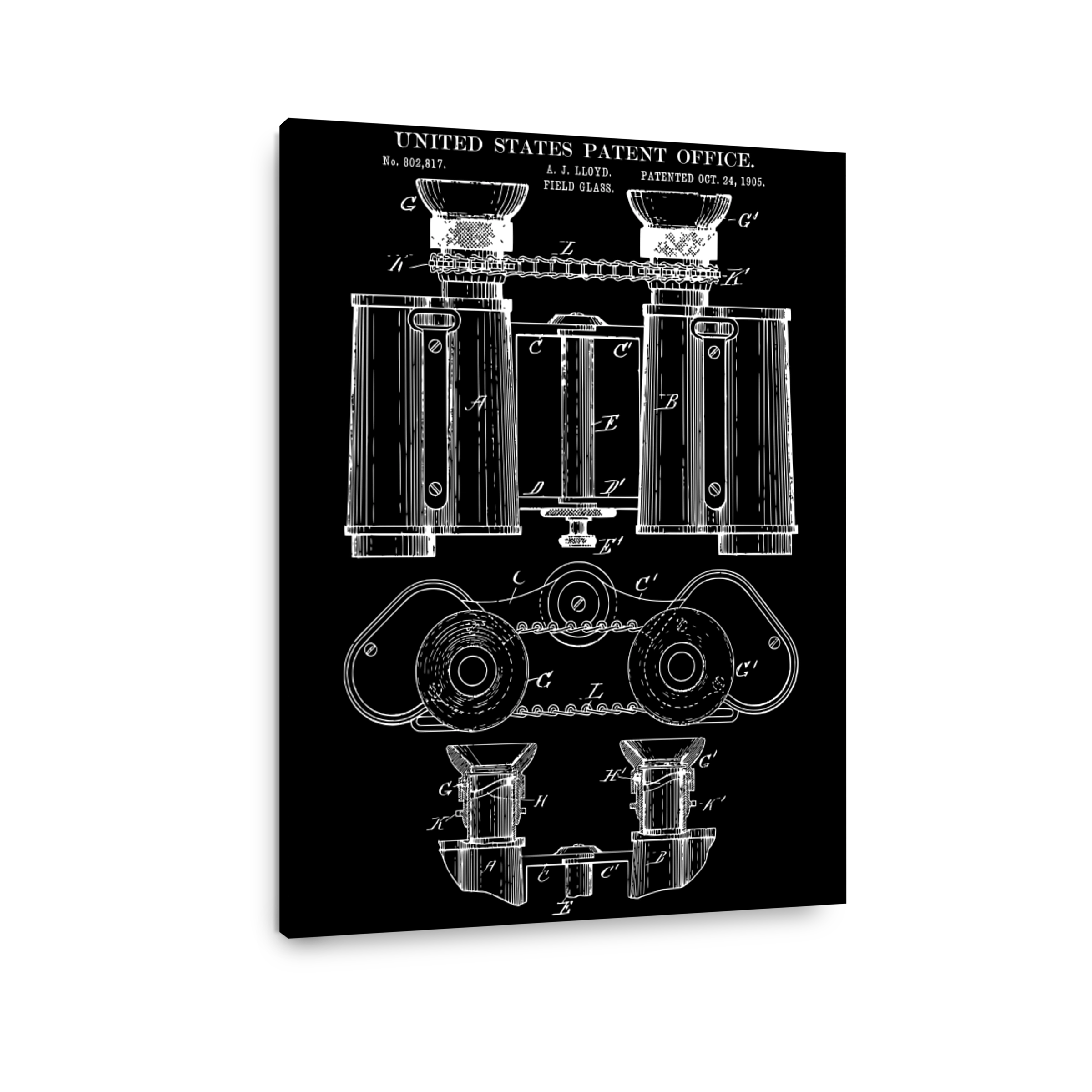 Vintage Binoculars Patent Drawing