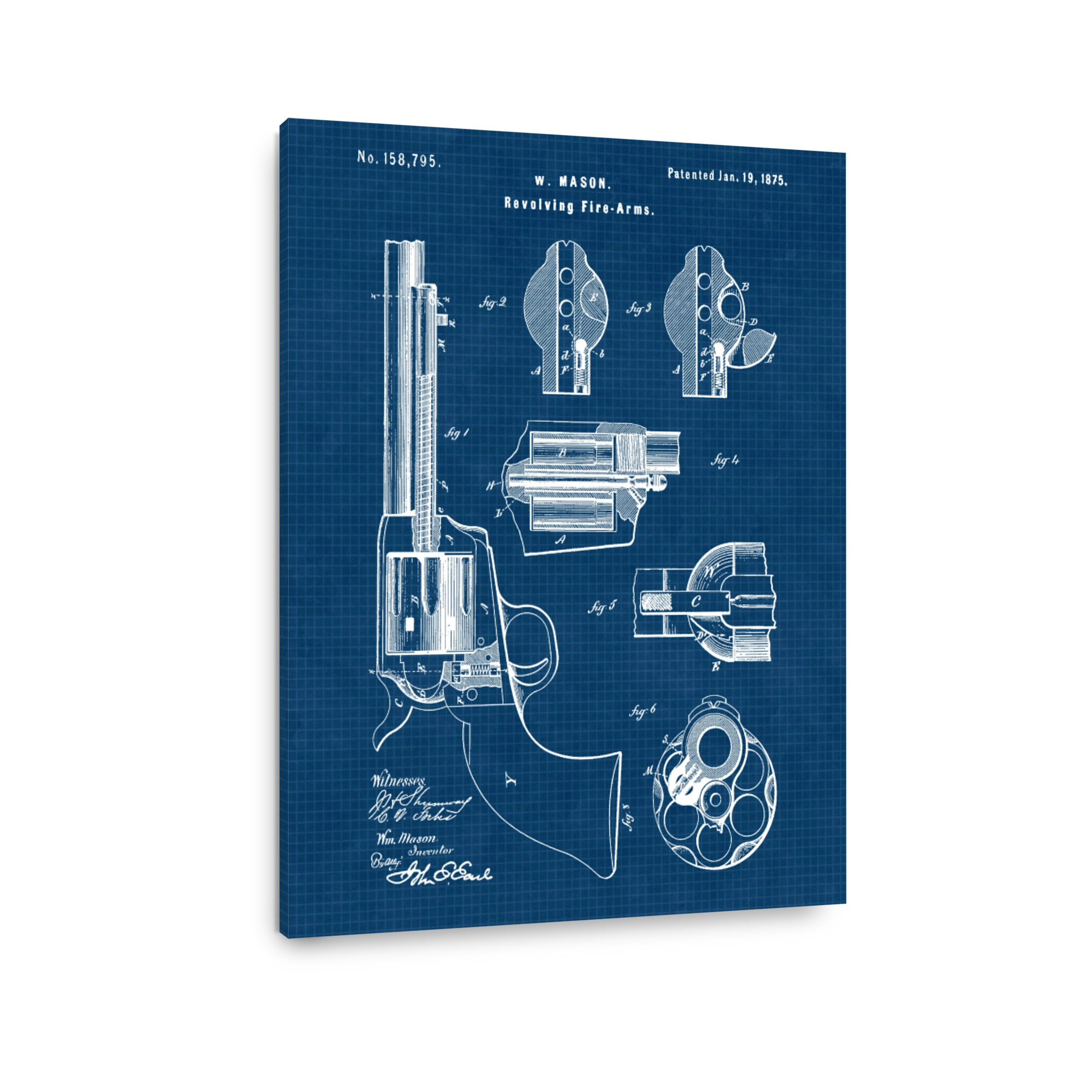 Vintage Revolver Fire-Arms Blueprint