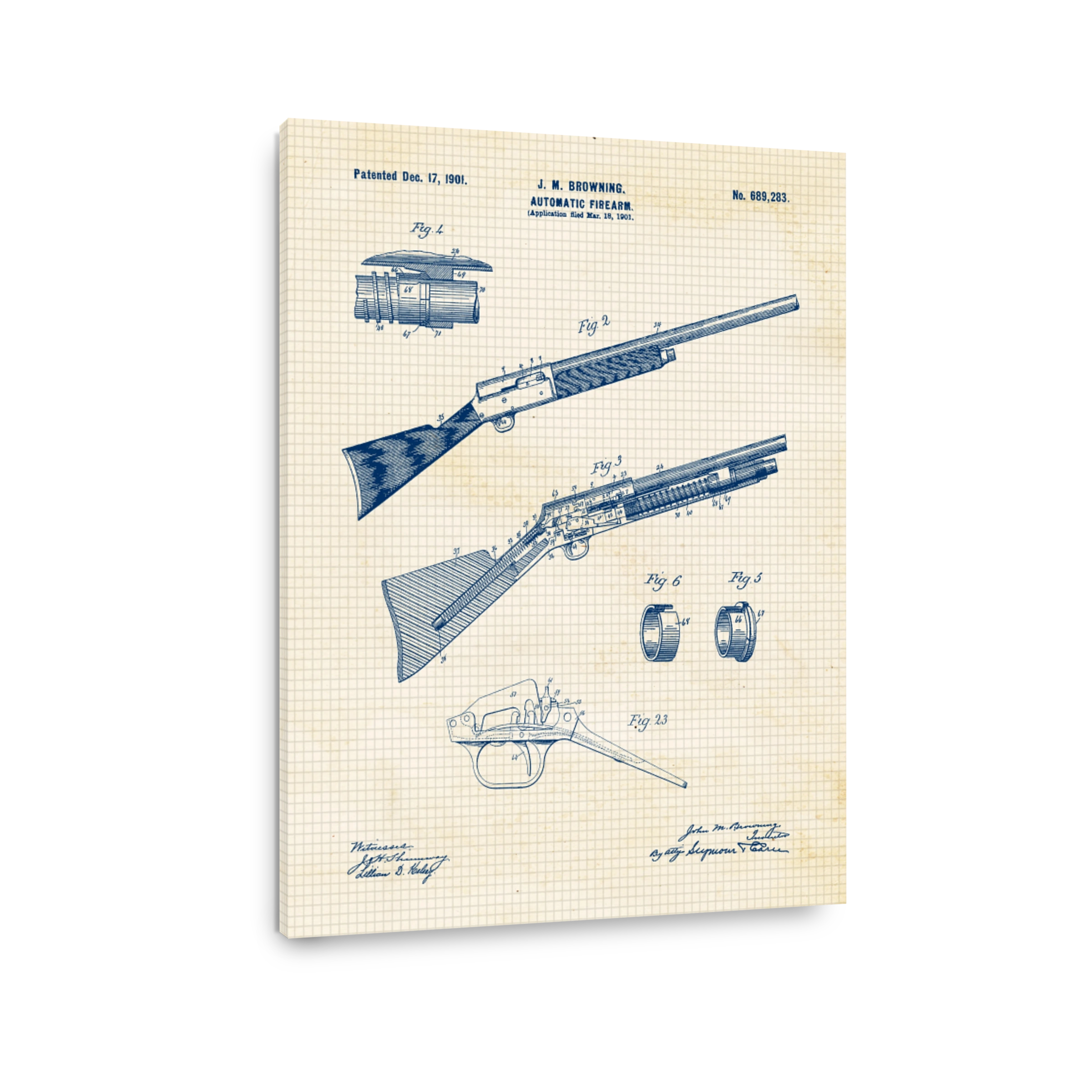 Browning Automatic Firearm Patent Drawing