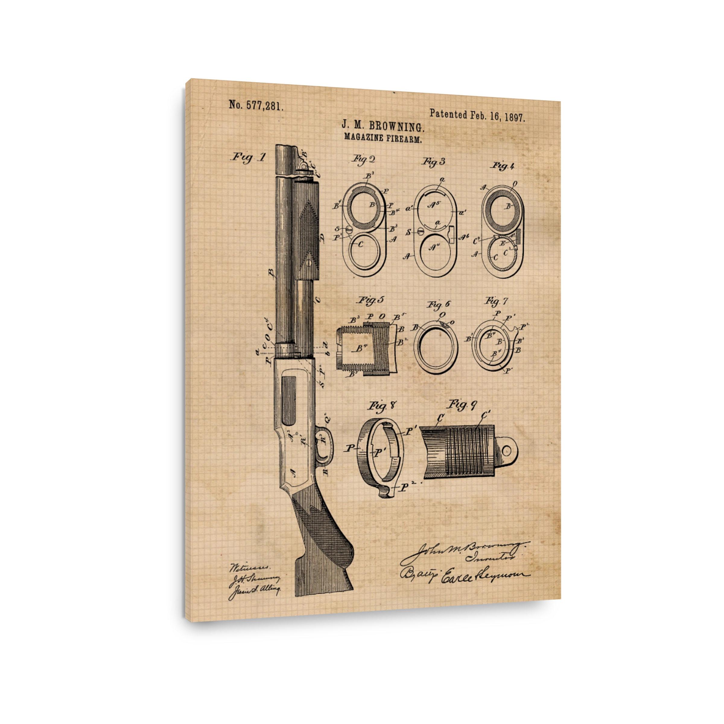 J. M. Browning Magazine Firearm Patent