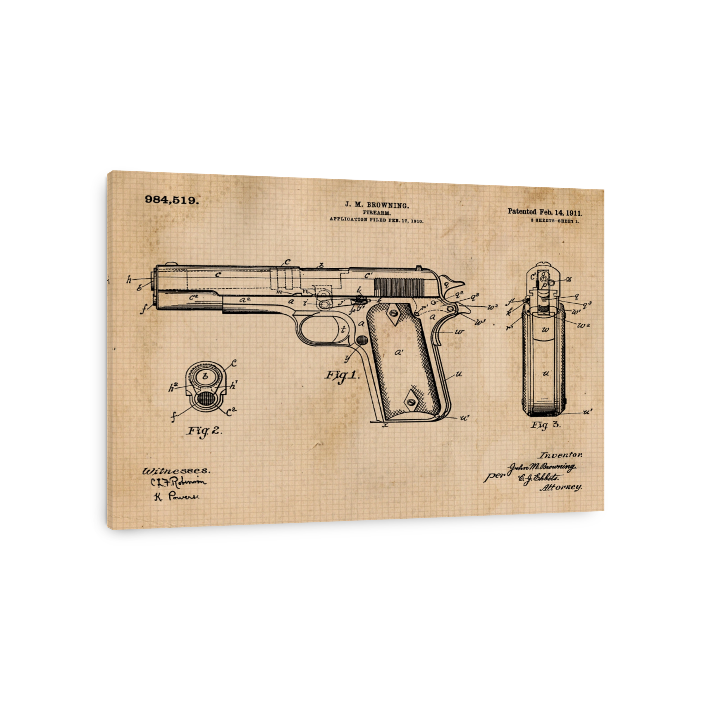 J. M. Browning Firearm Blueprint