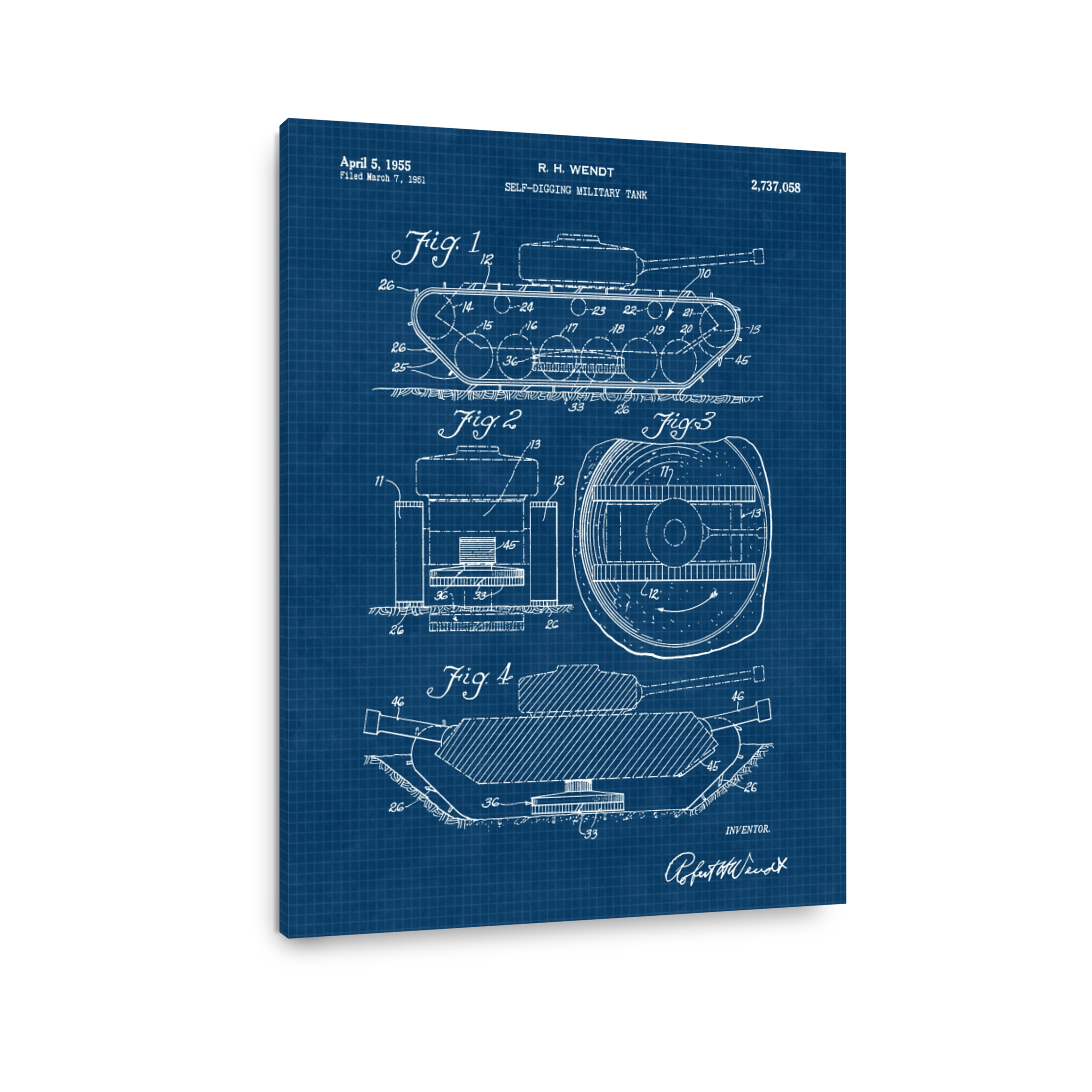 Military Tank Blueprint Art