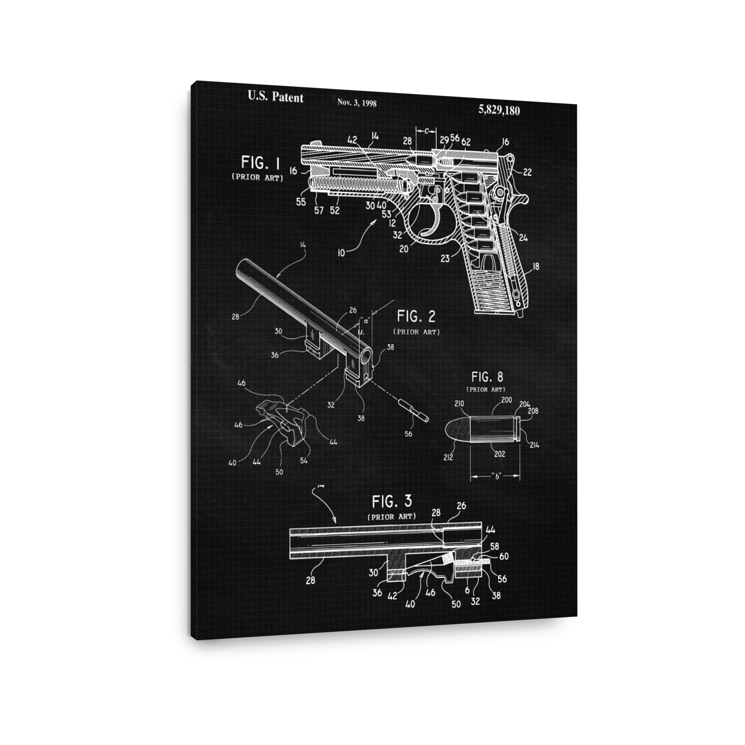 Technical Gun Blueprint Patent Art