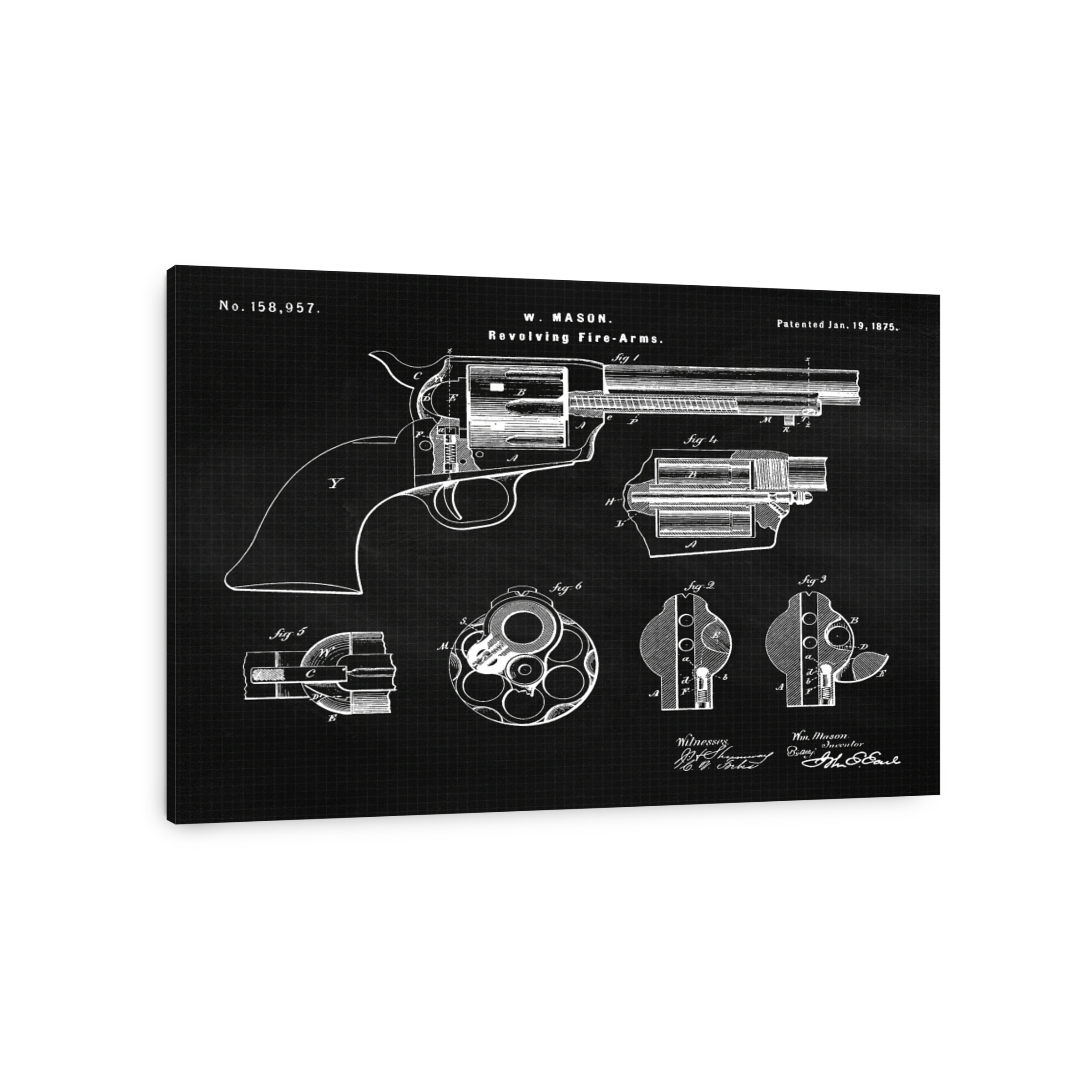 Revolver Fire-Arms Patent Blueprint