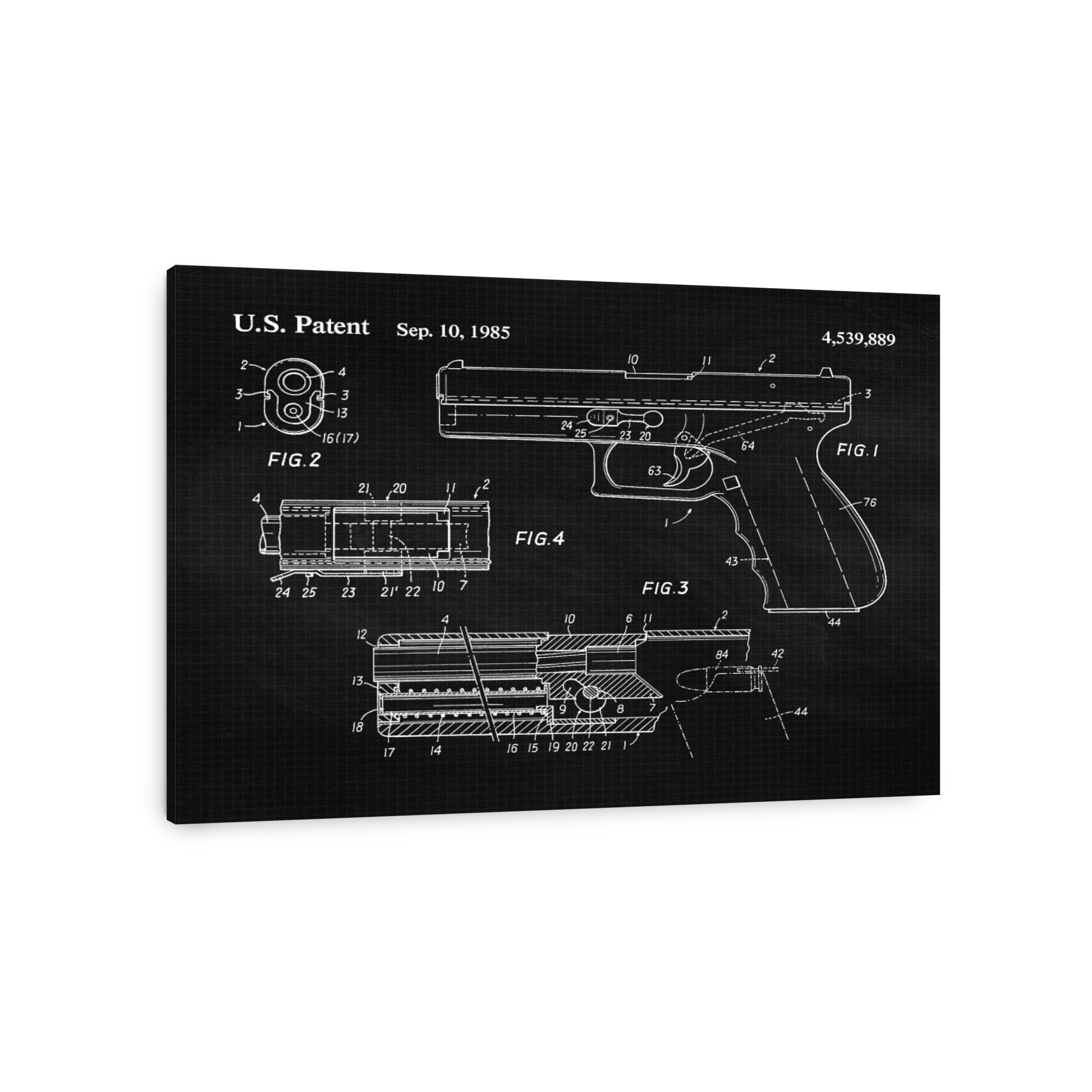 Gun Patent Blueprint Art