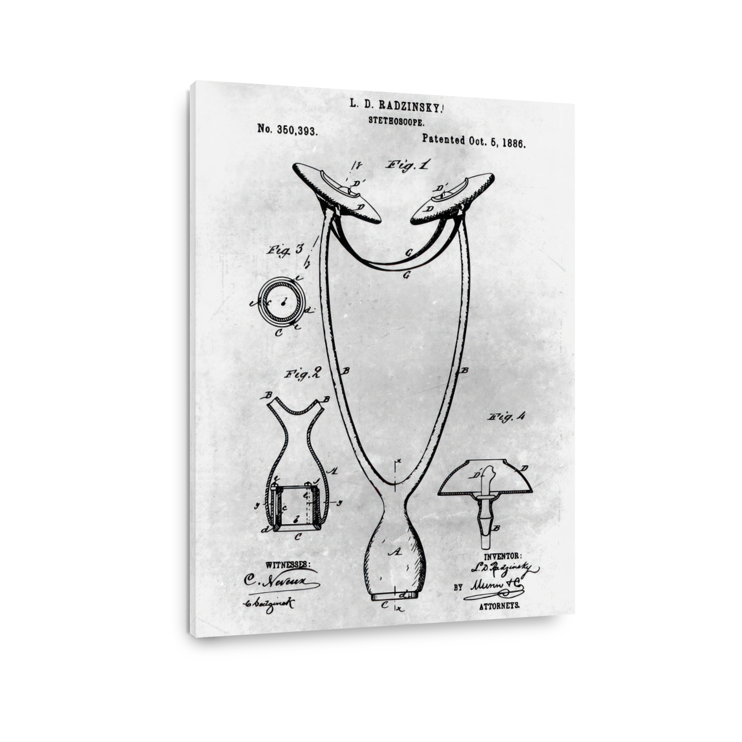 Vintage Stethoscope Patent Blueprint