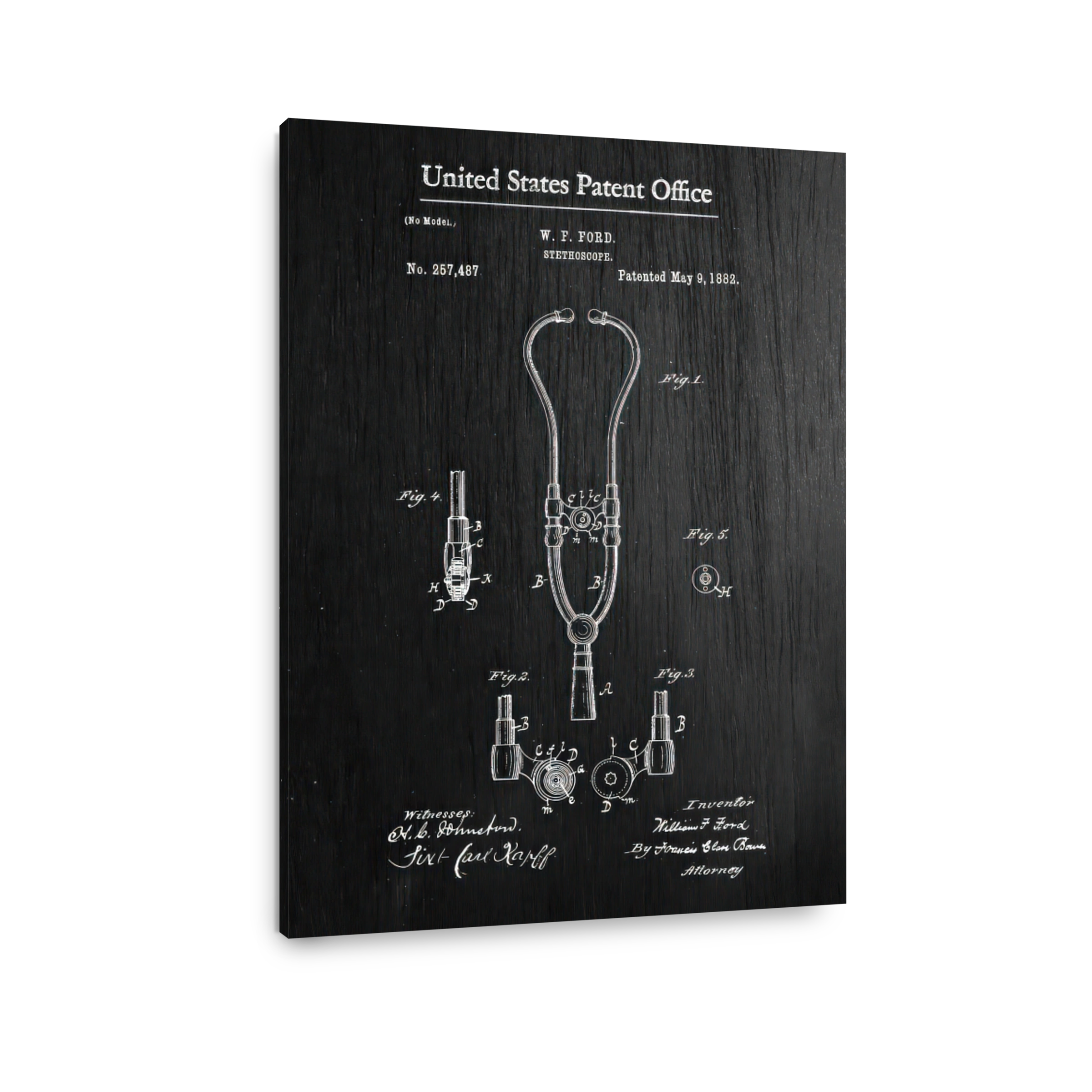 Vintage Stethoscope Patent Blueprint
