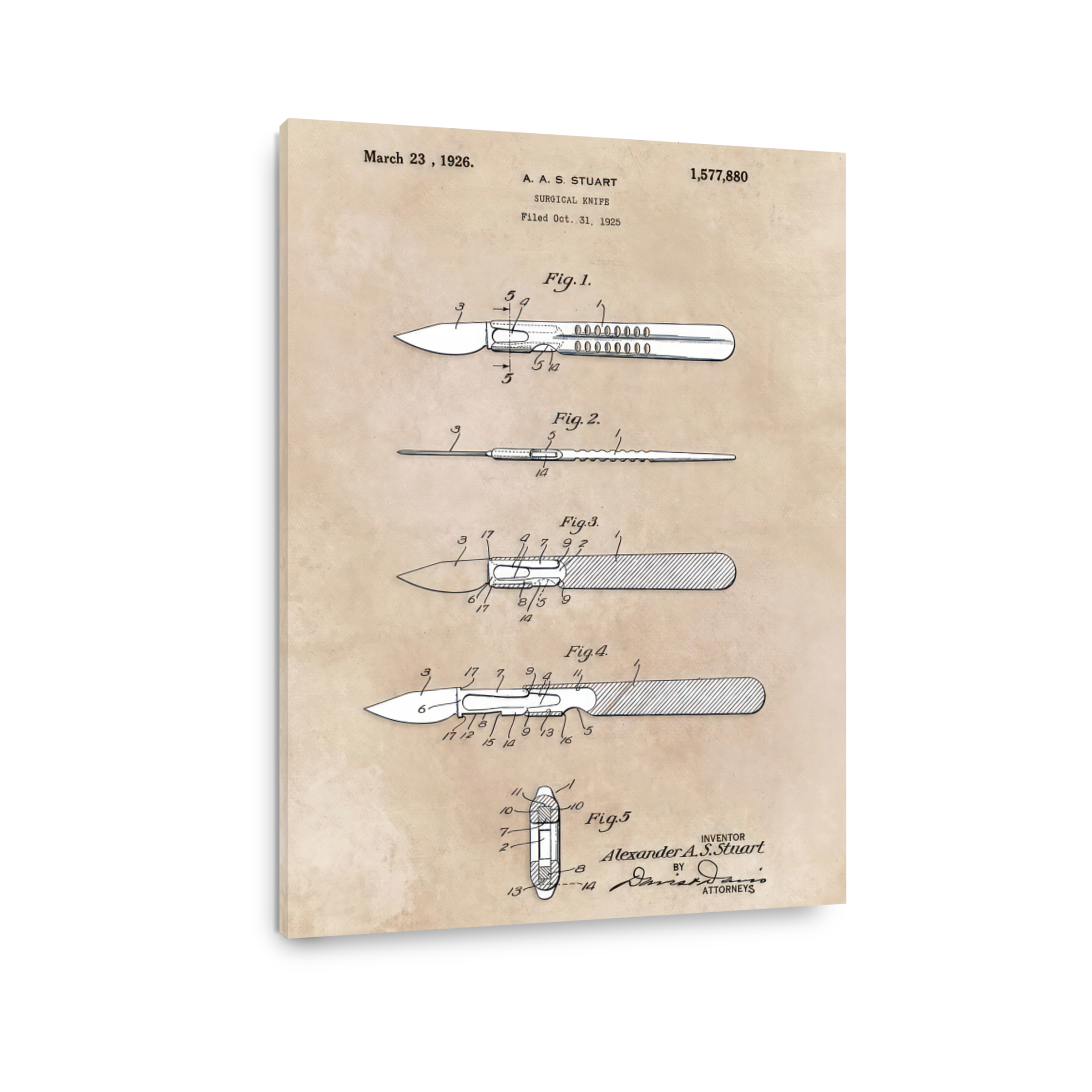 Vintage Surgical Knife Patent Art