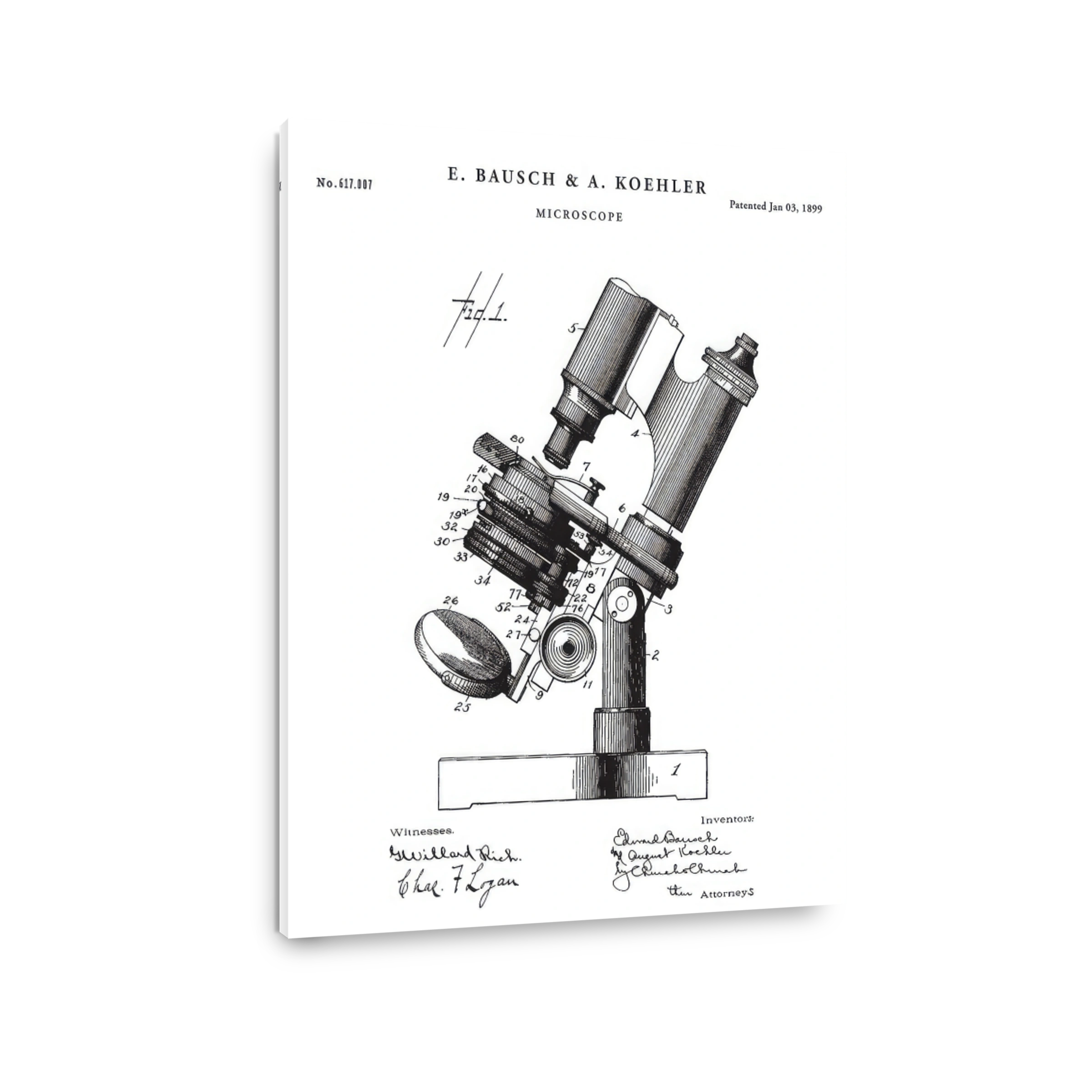 Vintage Microscope Blueprint Art
