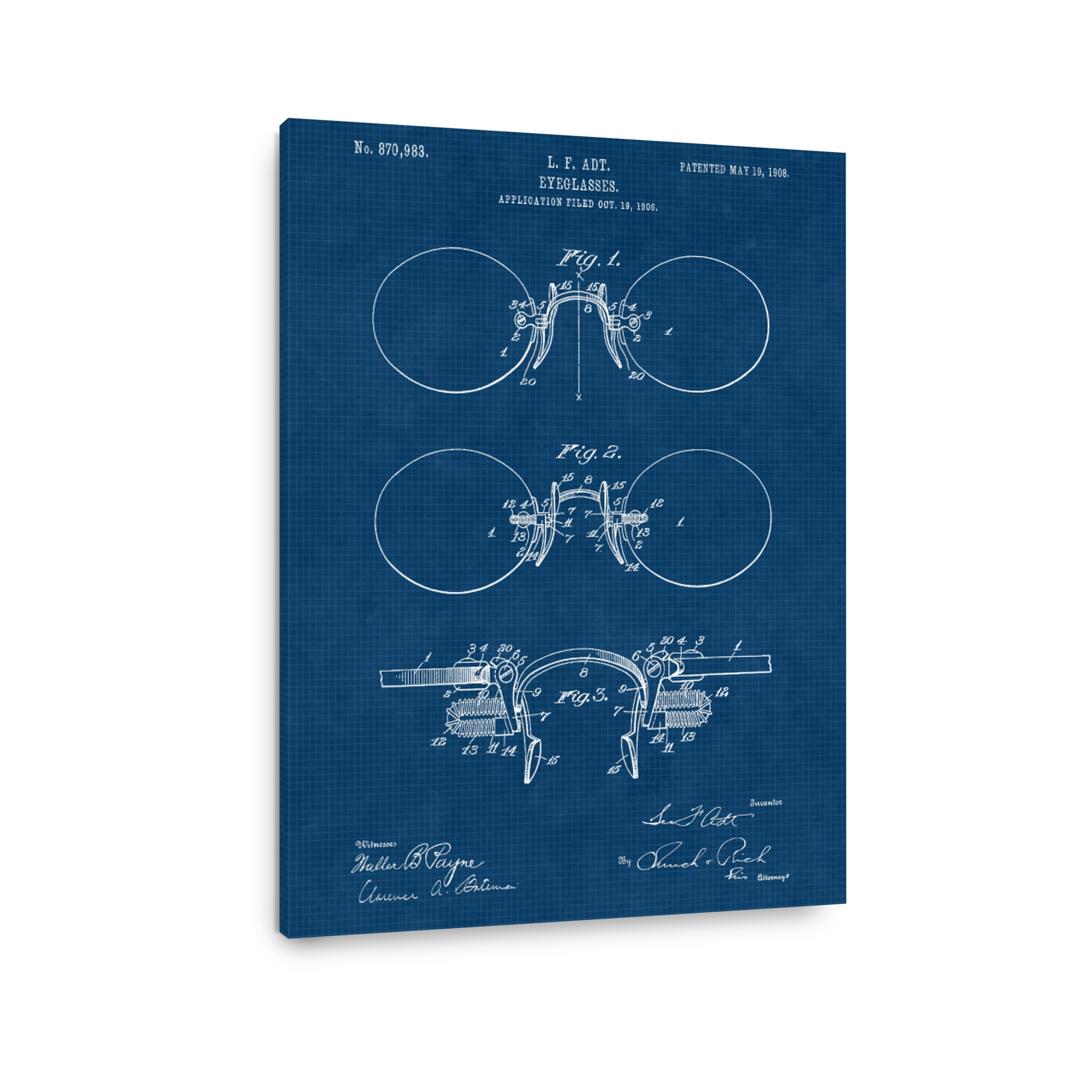 Vintage Eyeglasses Patent Blueprint
