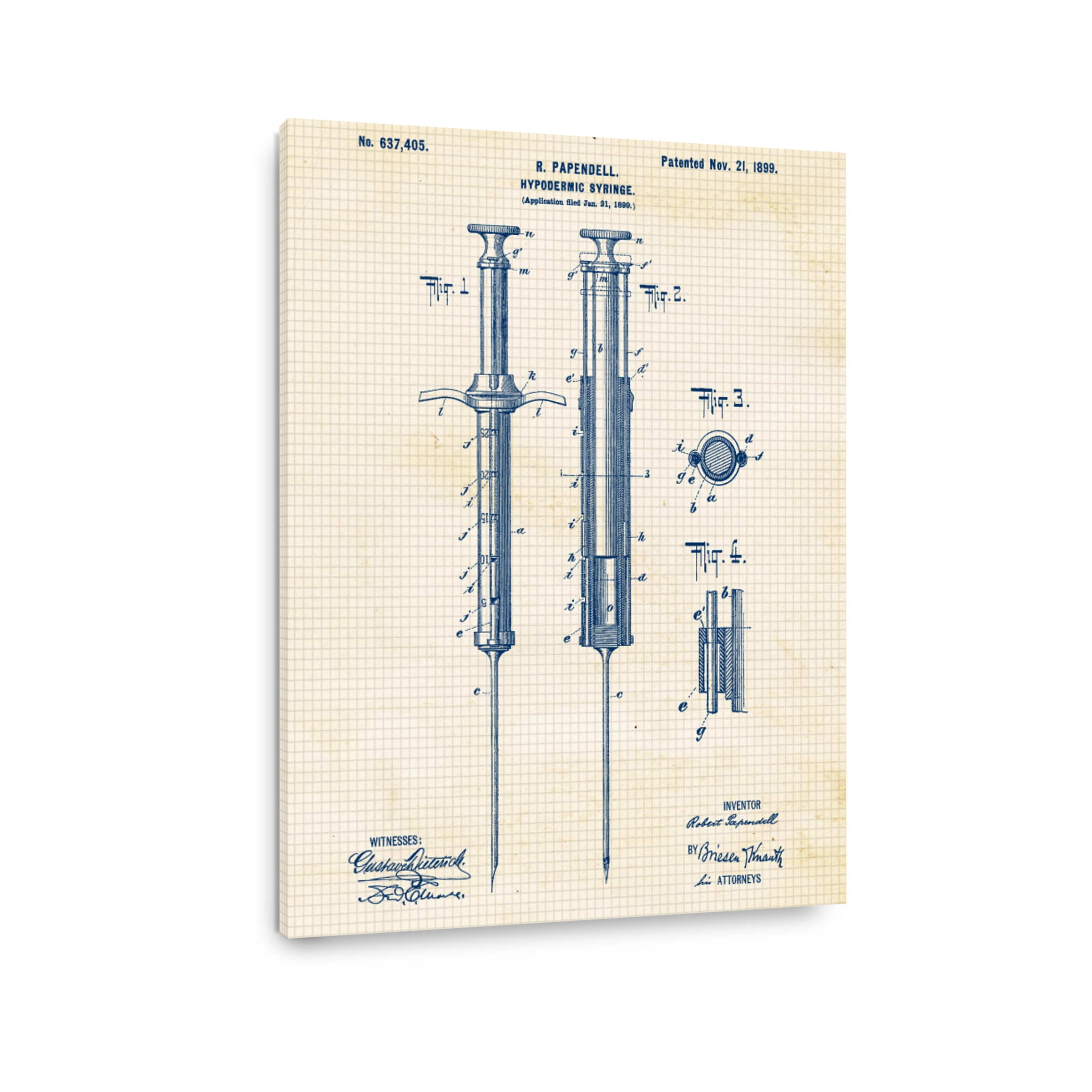 Vintage Hypodermic Syringe Patent Art