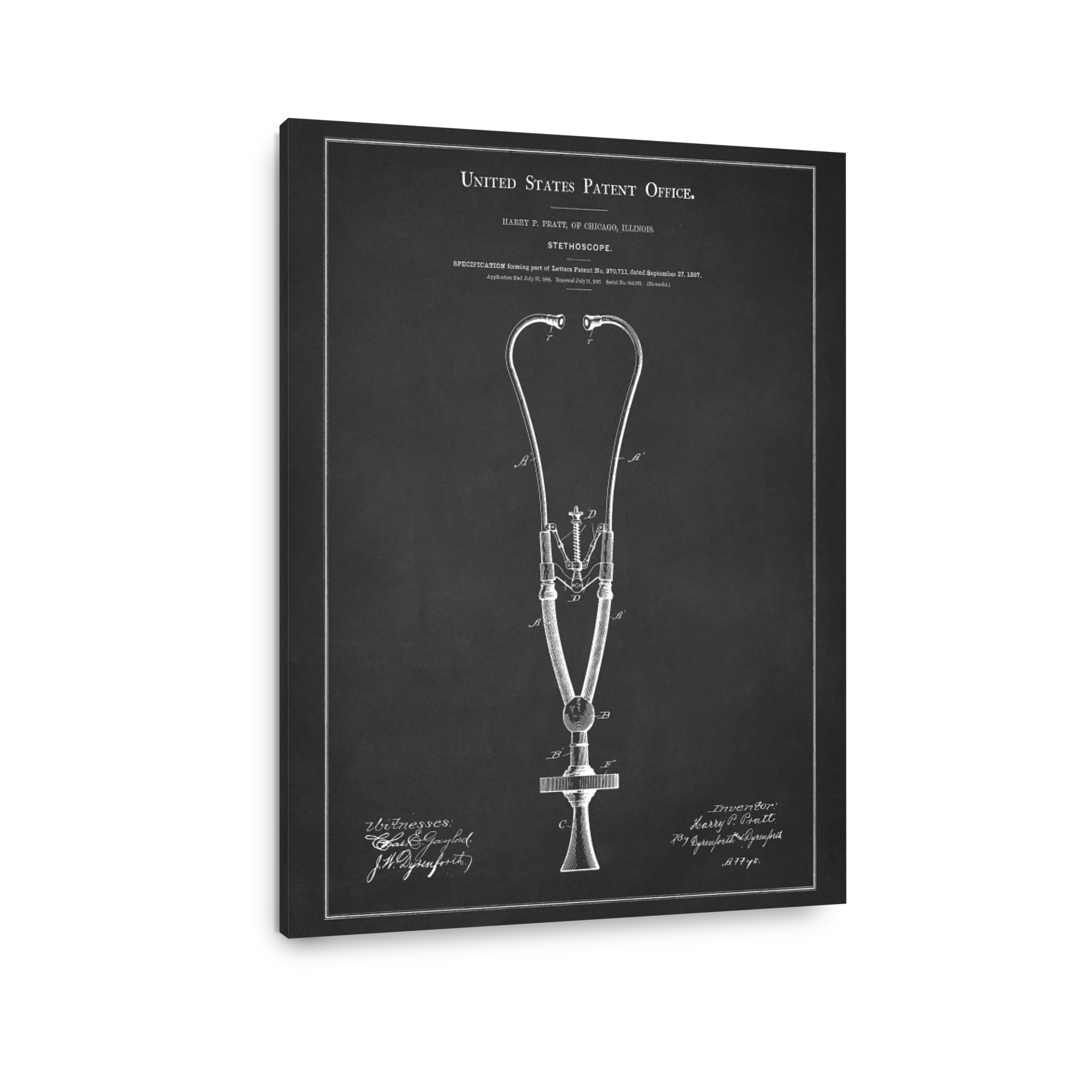 Vintage Stethoscope Patent Art