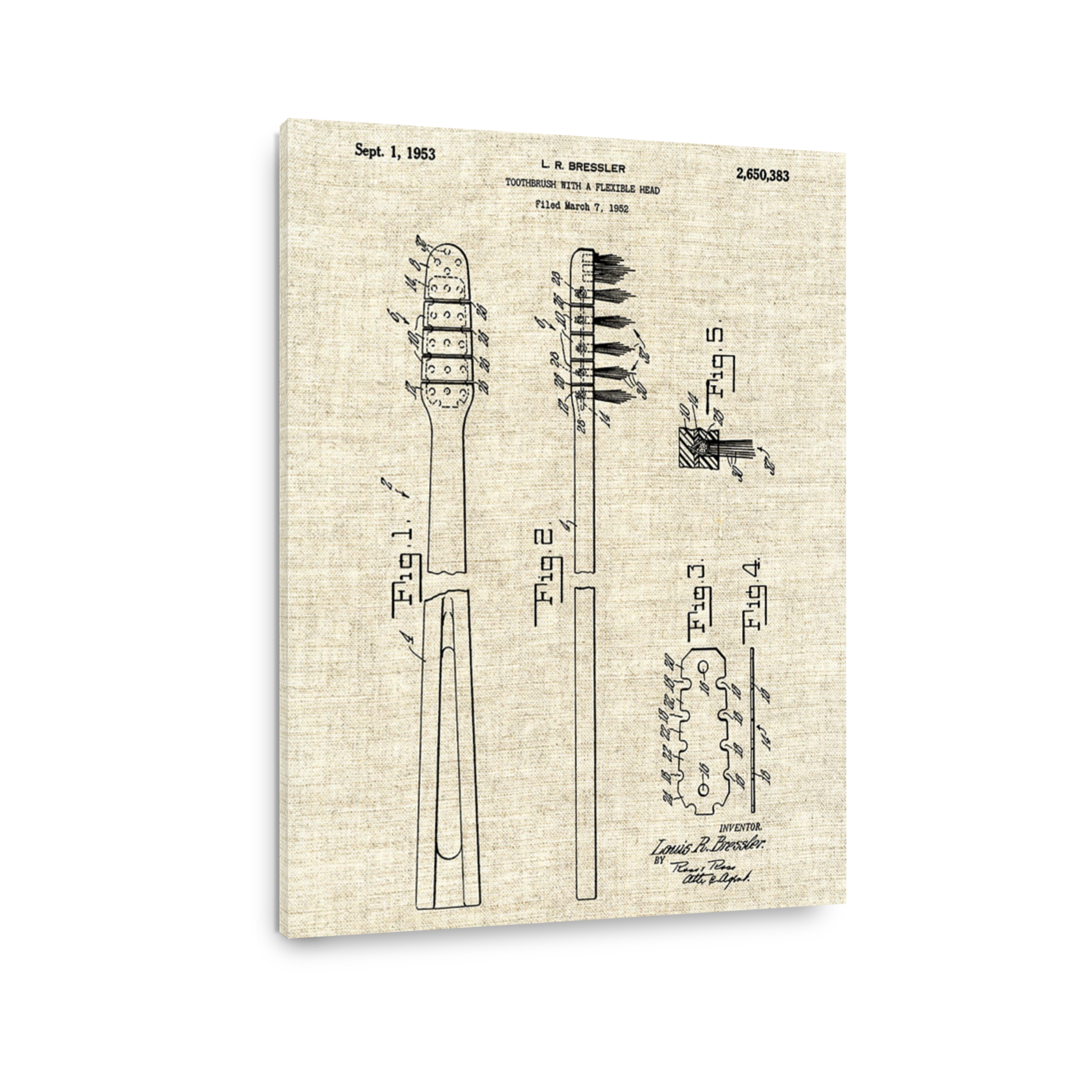Vintage Toothbrush Patent Drawing