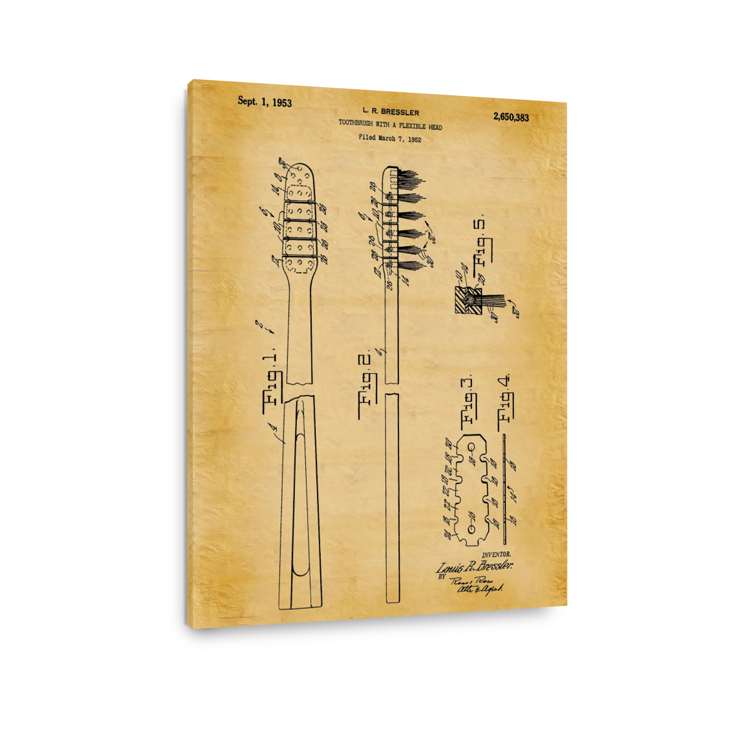 Vintage Toothbrush Patent Drawing